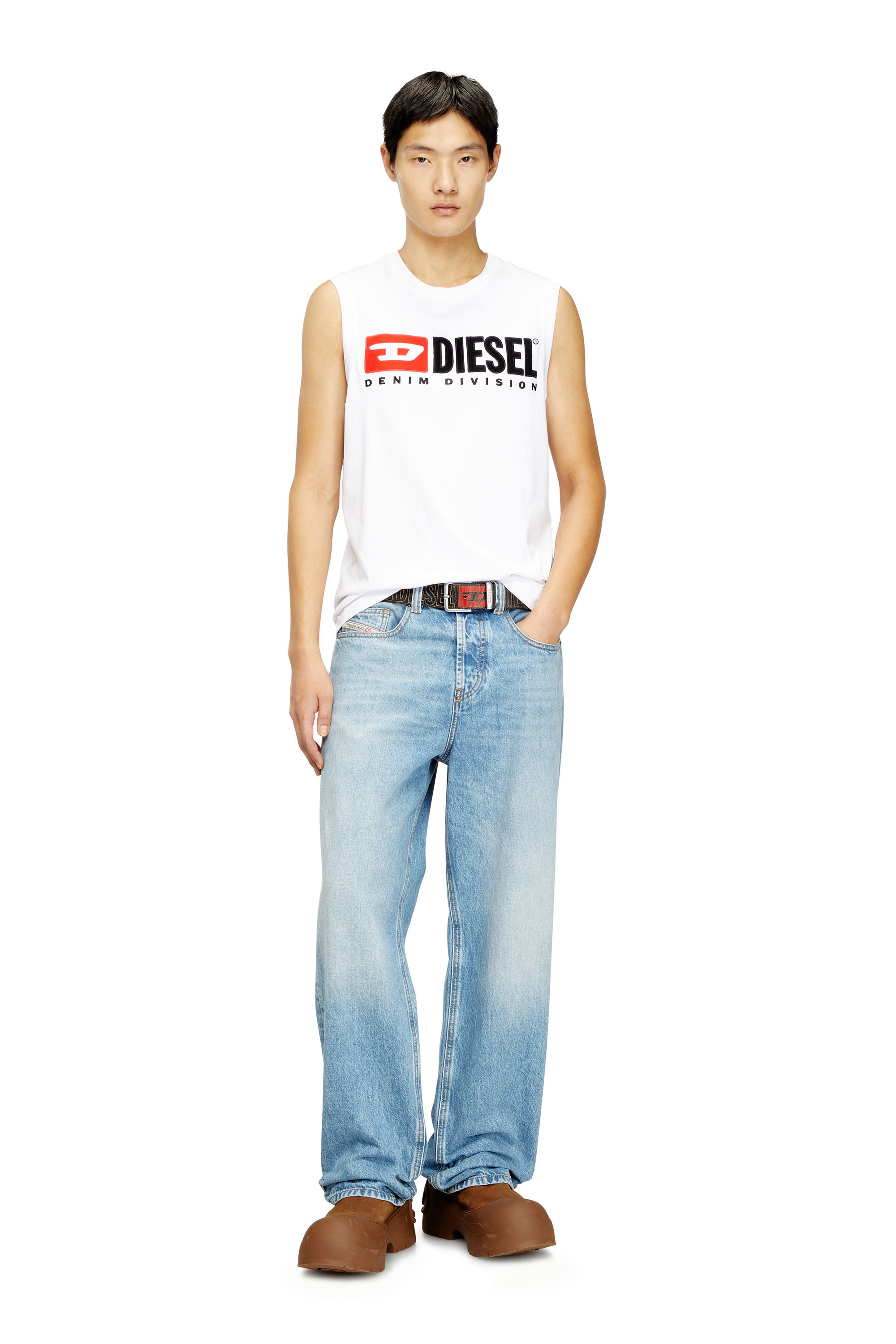 Diesel - T-ISCO-DIV, Man's Tank top with chest logo print in White - 2