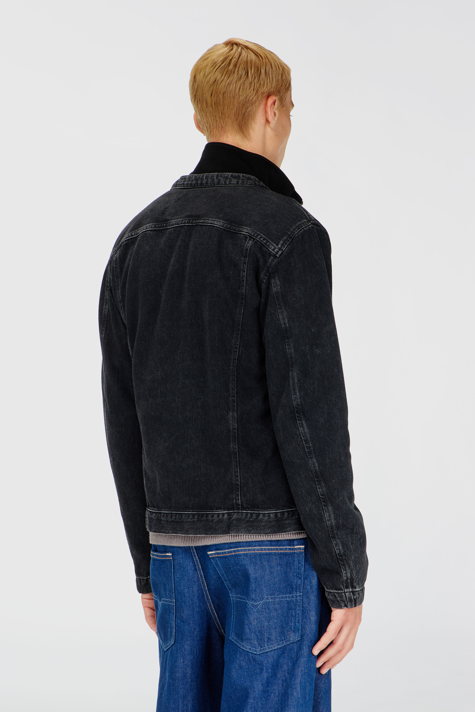 Men's Moto jacket in clean-wash denim | Black | Diesel TR