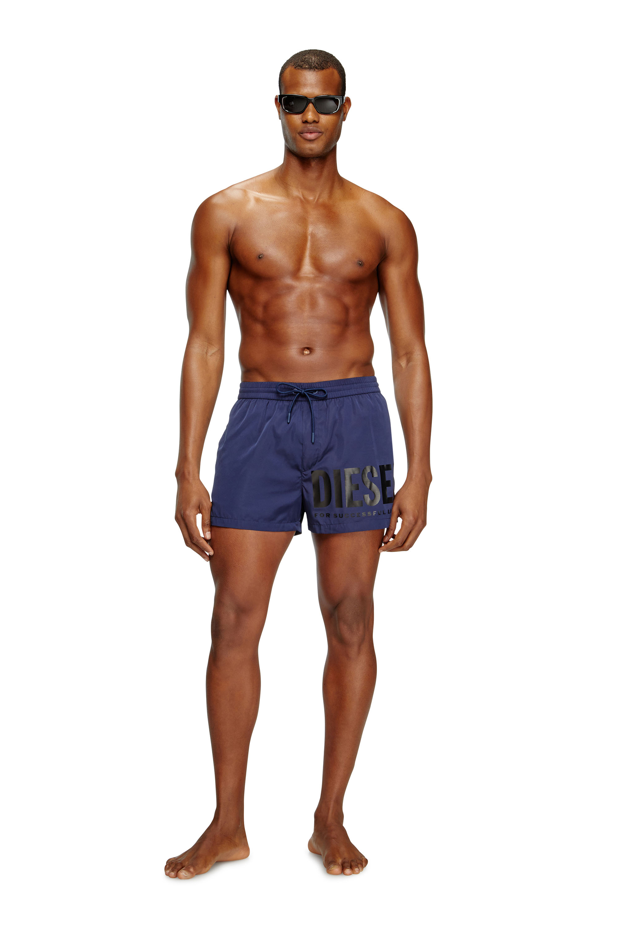 Diesel - MARIO-34-D-CORE, Man's Swim shorts with logo print in Blue - 2