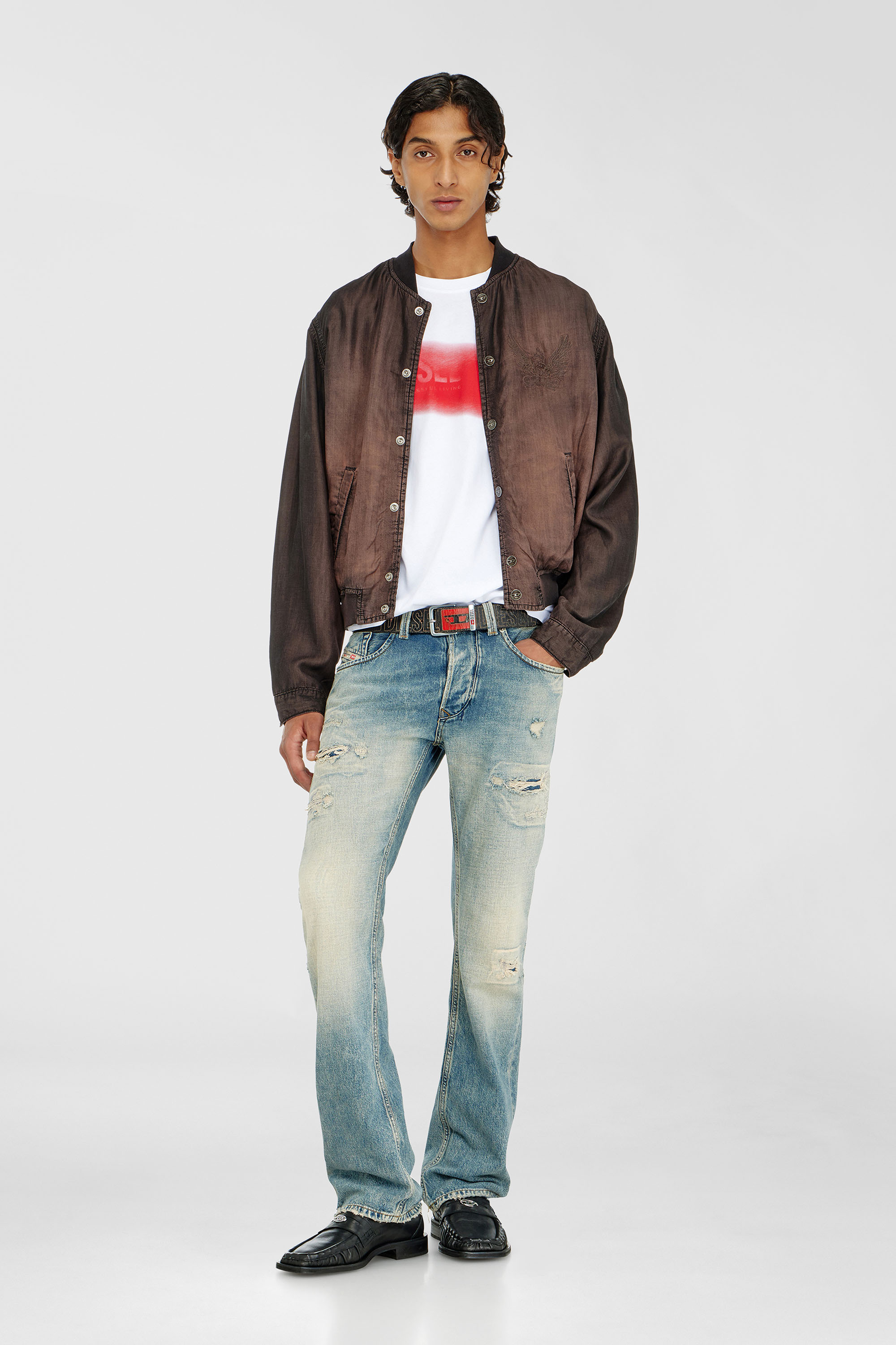 Diesel - T-ADJUST-AA5, Man's Cotton T-shirt with spray logo print in White - 2