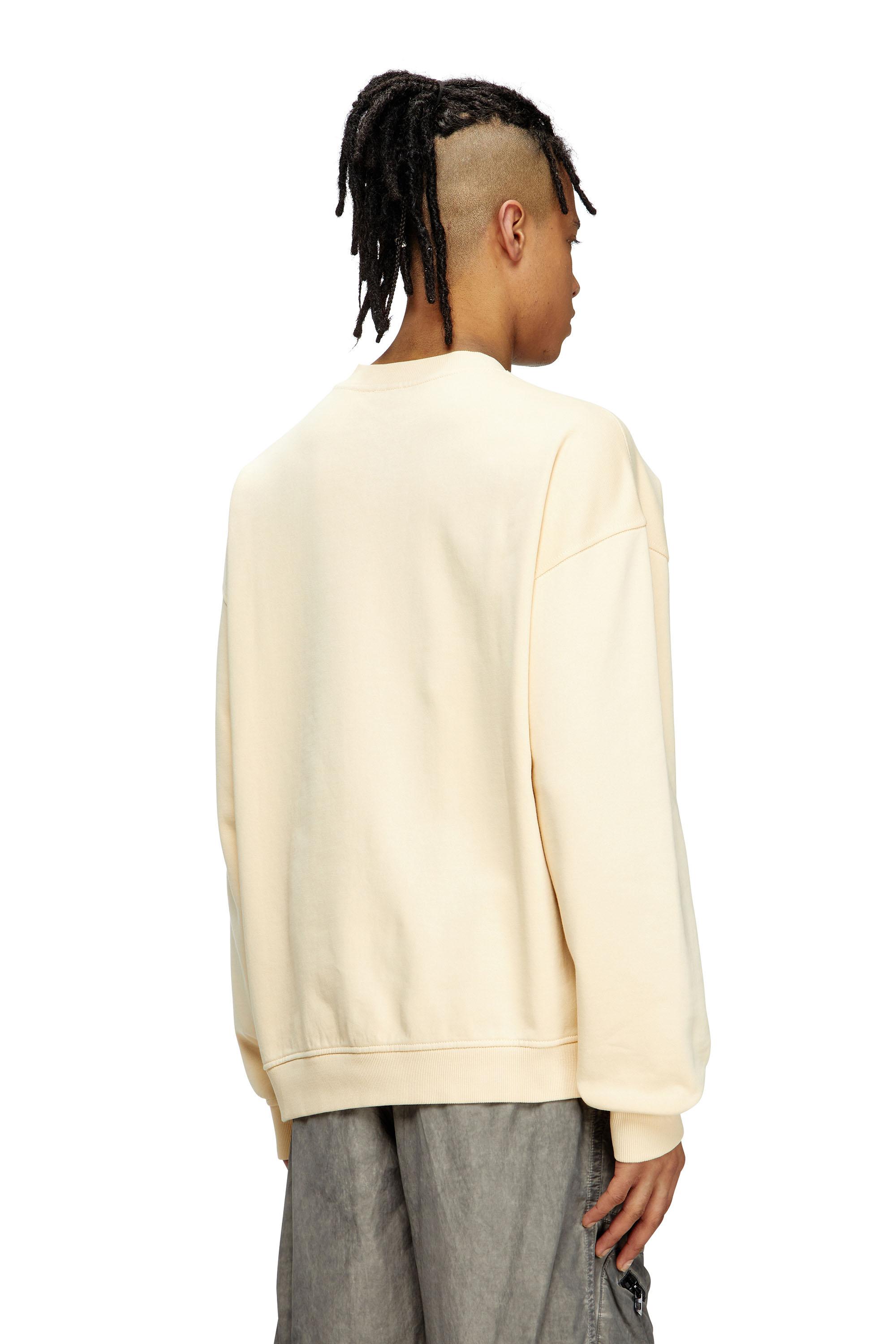 Diesel - S-BOXT-N5, Man's Sweatshirt with distressed flocked logo in Beige/Blue - 4