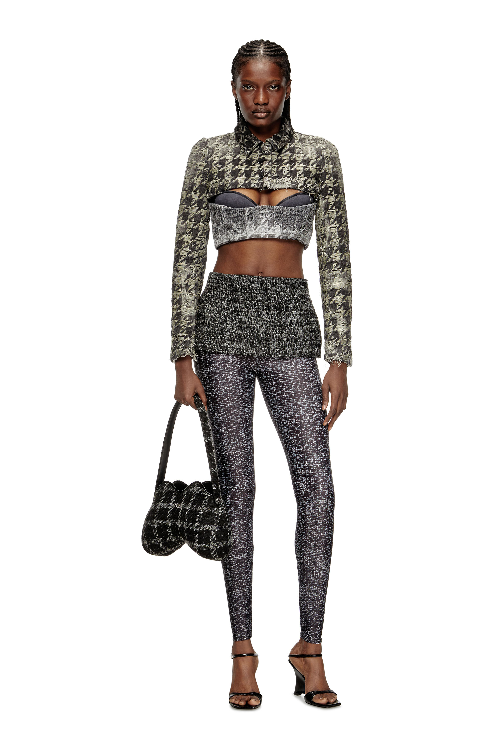 Diesel - P-HOUR, Woman's Bouclé skirt with leggings in Black - 2