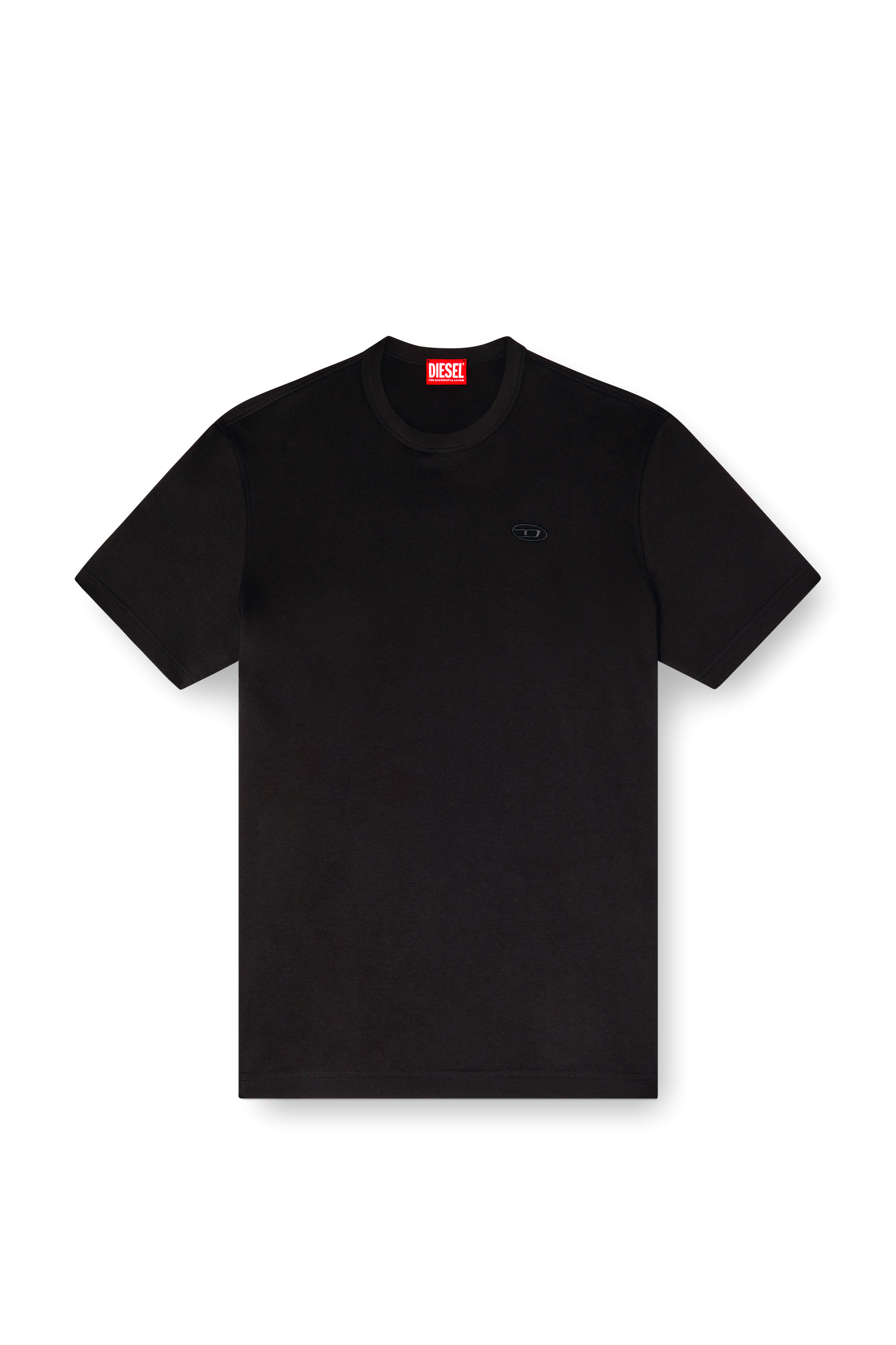 Diesel - T-ADJUST-SLITS-R17, Man's T-shirt with tonal logo embroidery in Black - 3