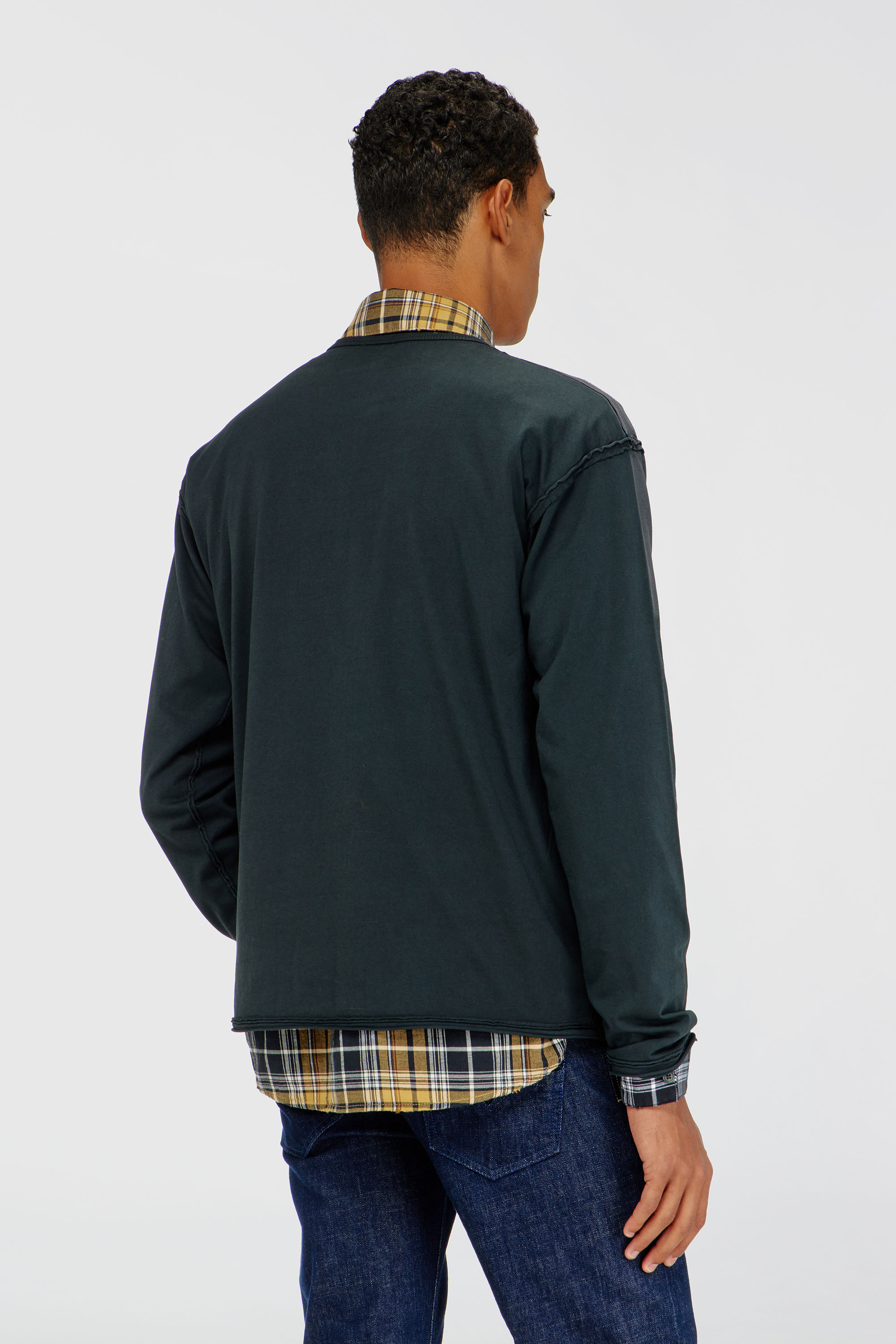 Diesel - T-NORM-LS-RAW-NC, Man's Long-sleeve T-shirt with corroded effect and raw seams in Dark grey - 4