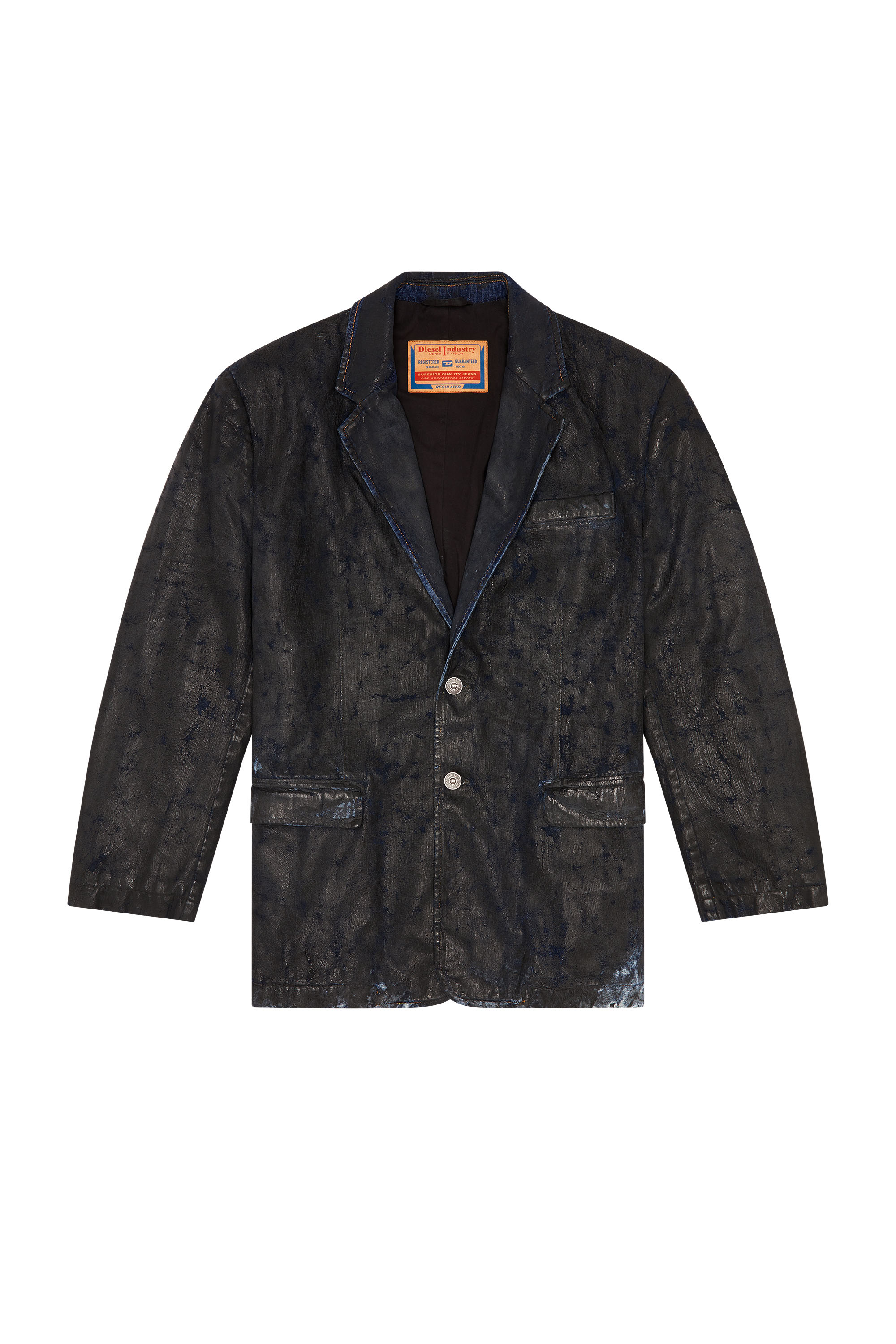 Diesel - D-BLA-FSE, Man's Denim blazer with craquel&eacute; coating in Black - 2