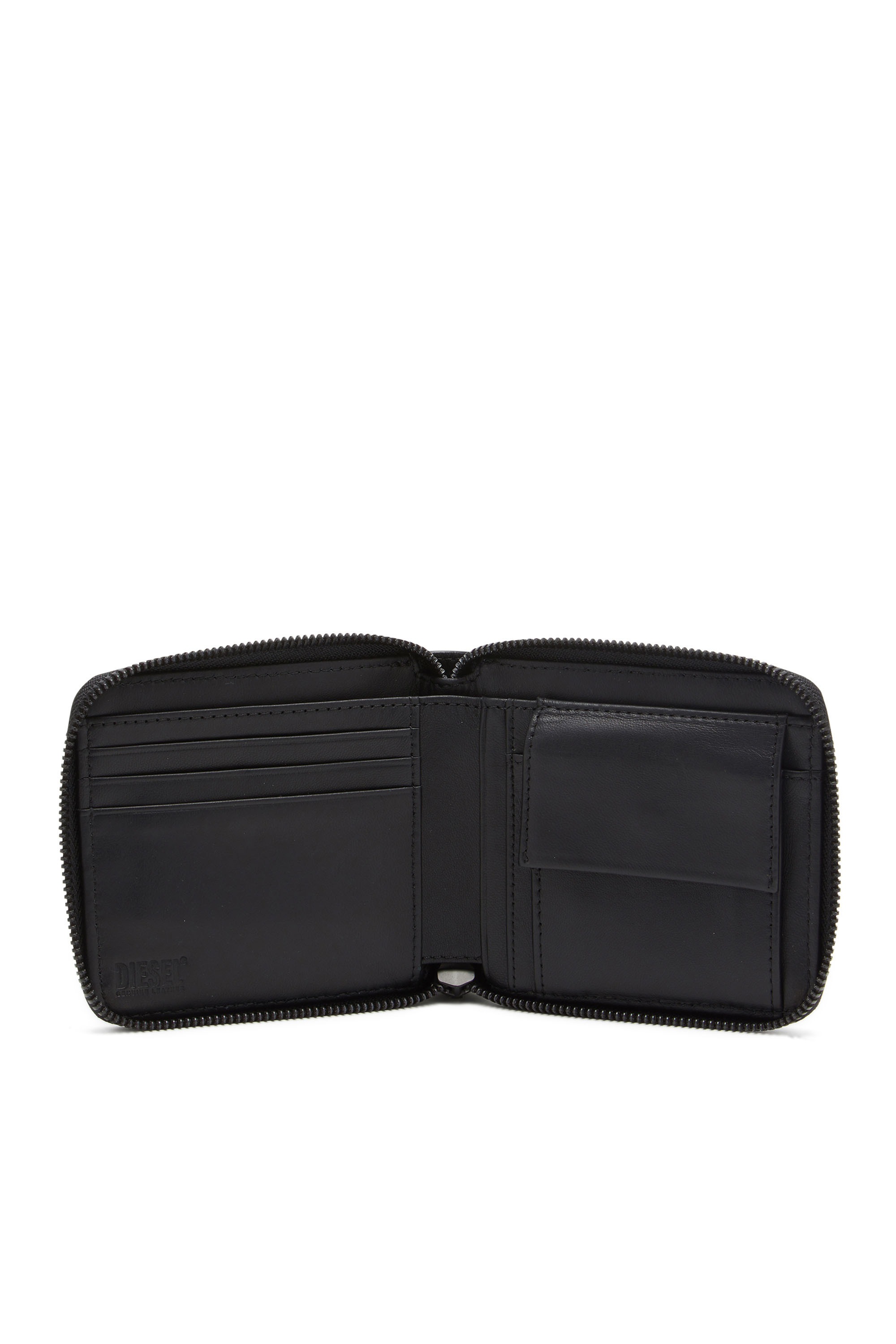 Men's Leather zip wallet with embossed logo | Diesel
