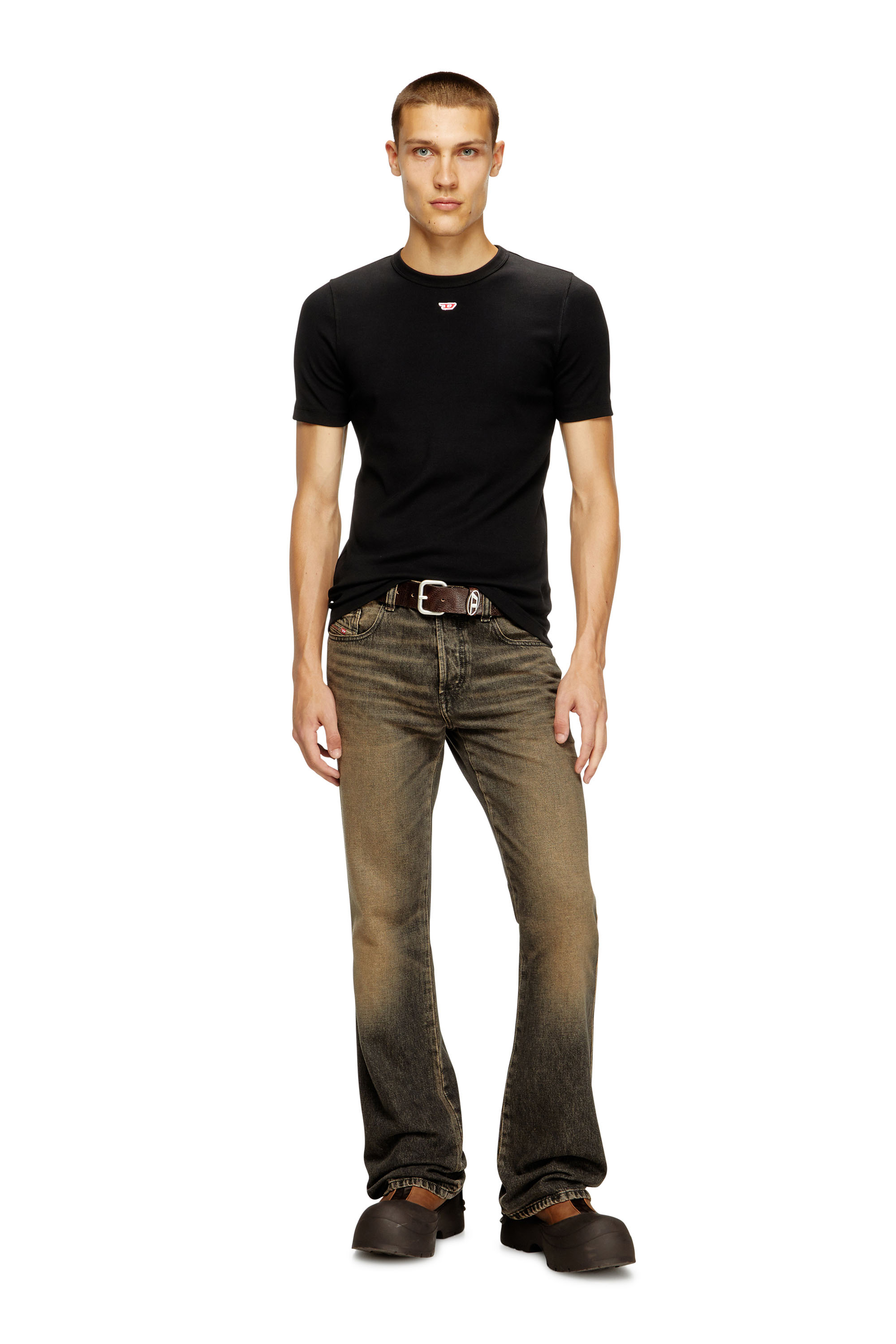 Diesel - D-RIBBER-N, Man's T-shirt with D patch in Black - 1