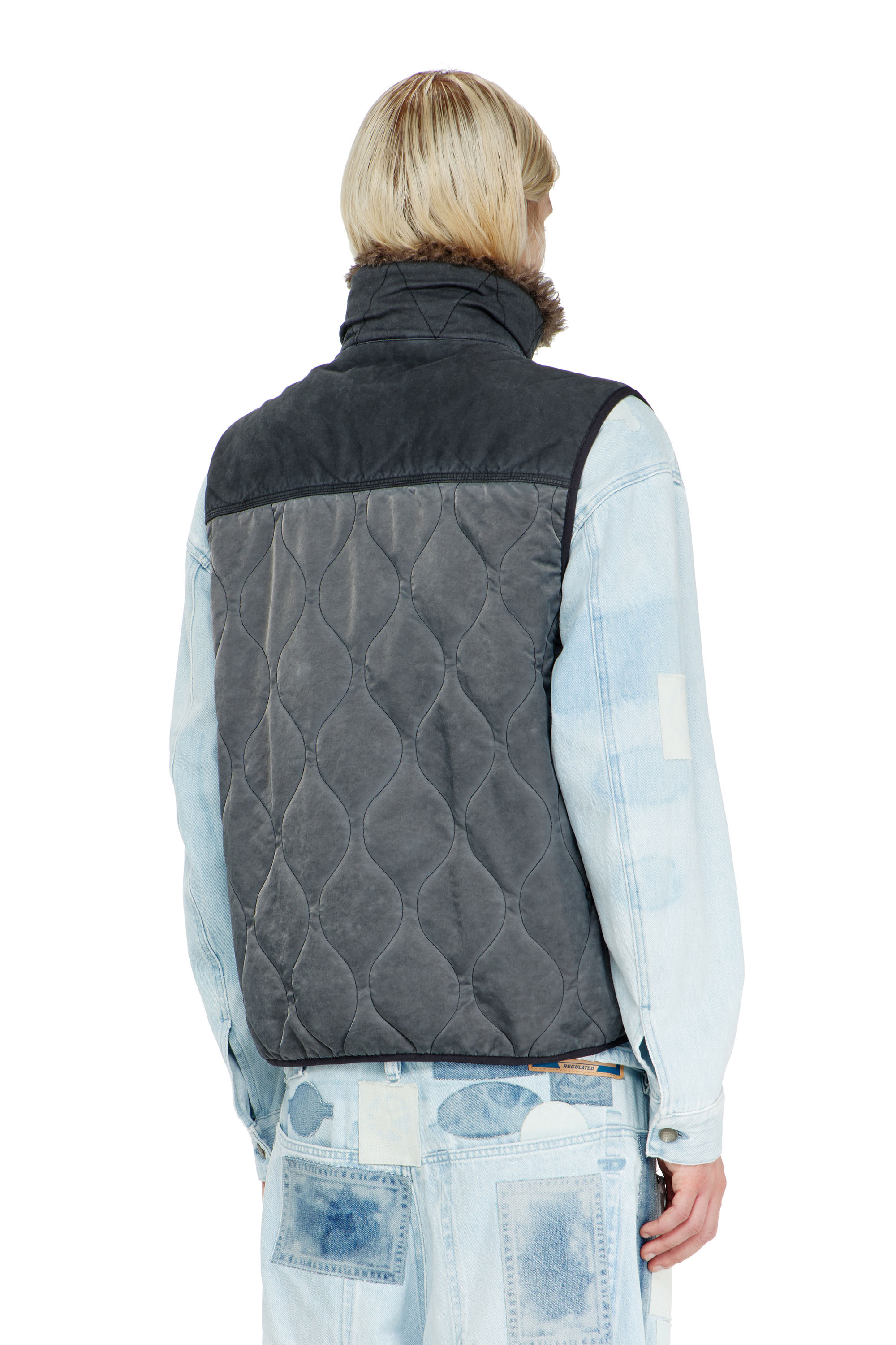 Diesel - J-ALVAR, Man's Quilted vest with fluffy neck lining in null - 4