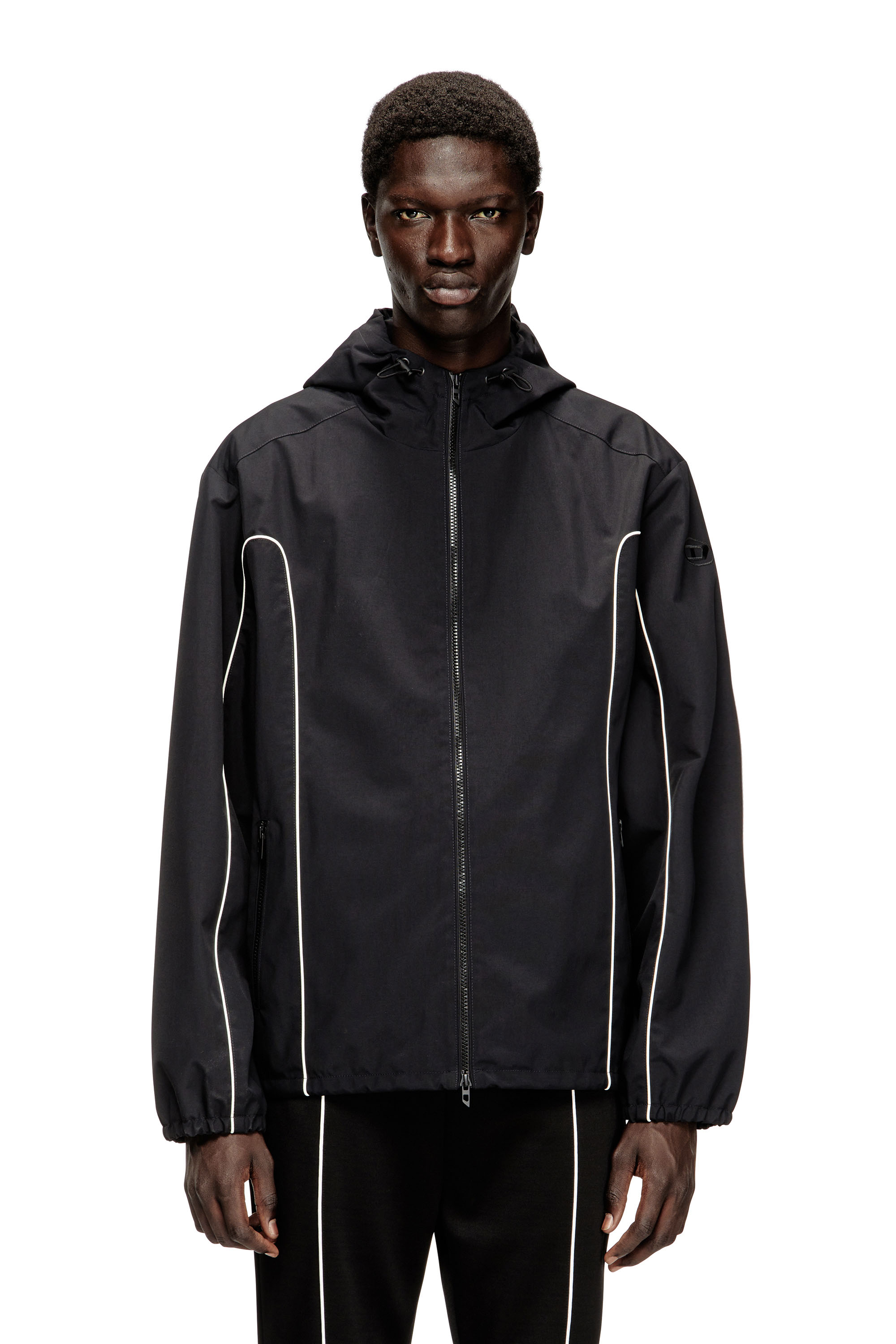 Diesel - J-HIVES-WRD, Man's Windbreaker with contrast piping in Black - 3