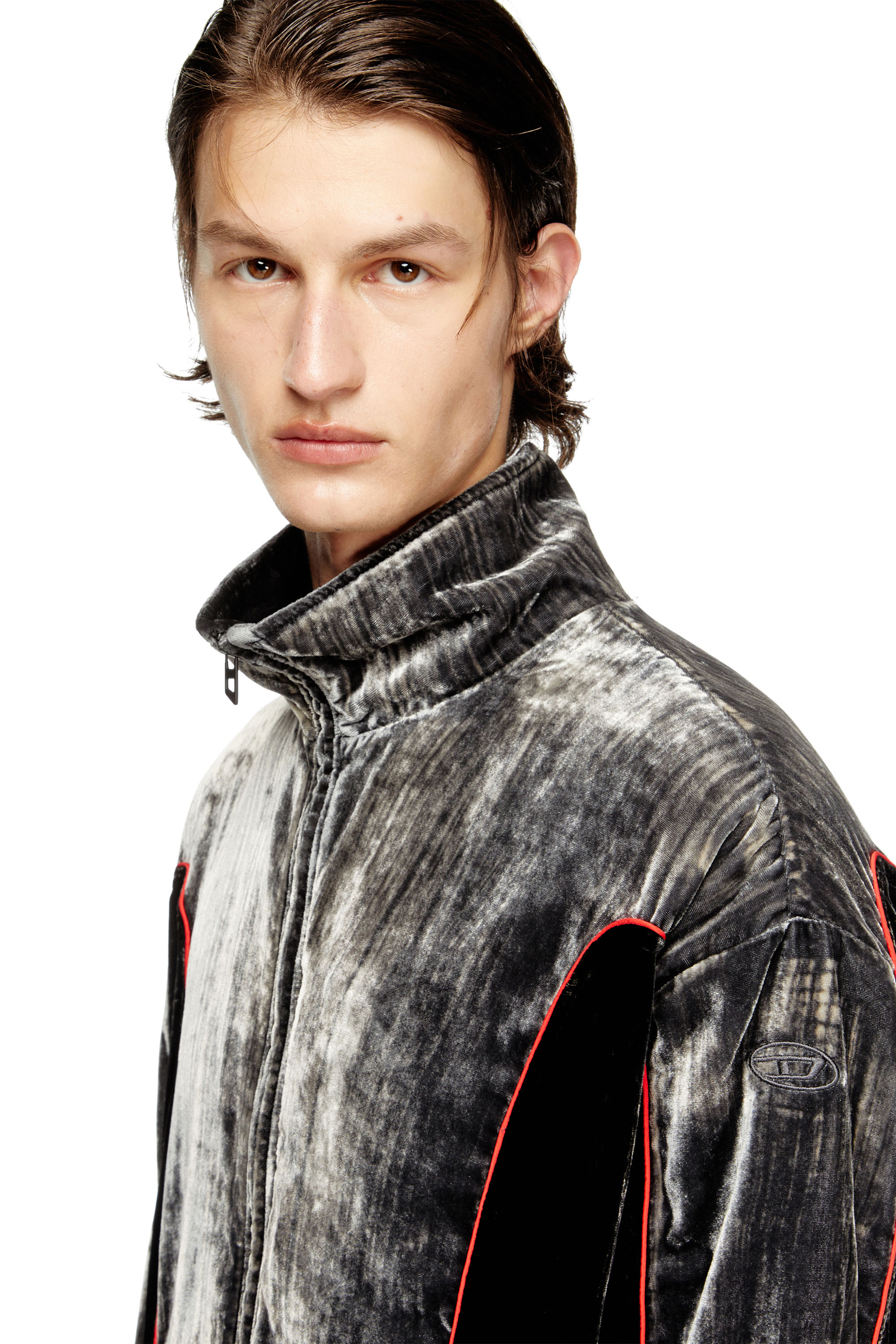 Men's Track jacket in treated velvet | Multicolor | Diesel