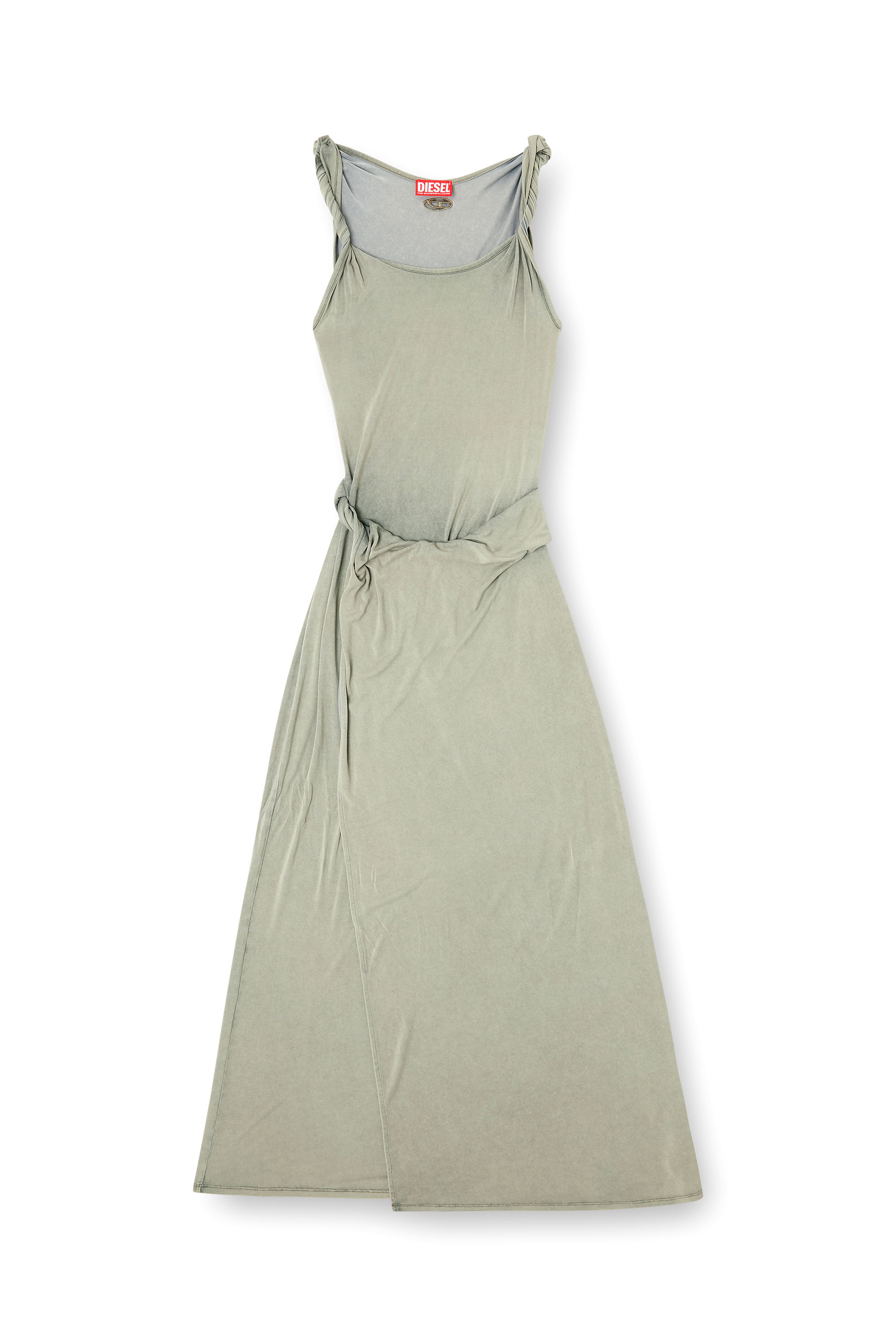 Diesel - D-ESTIGA-S1, Woman's Jersey maxi dress with twisted details in Olive Green - 2