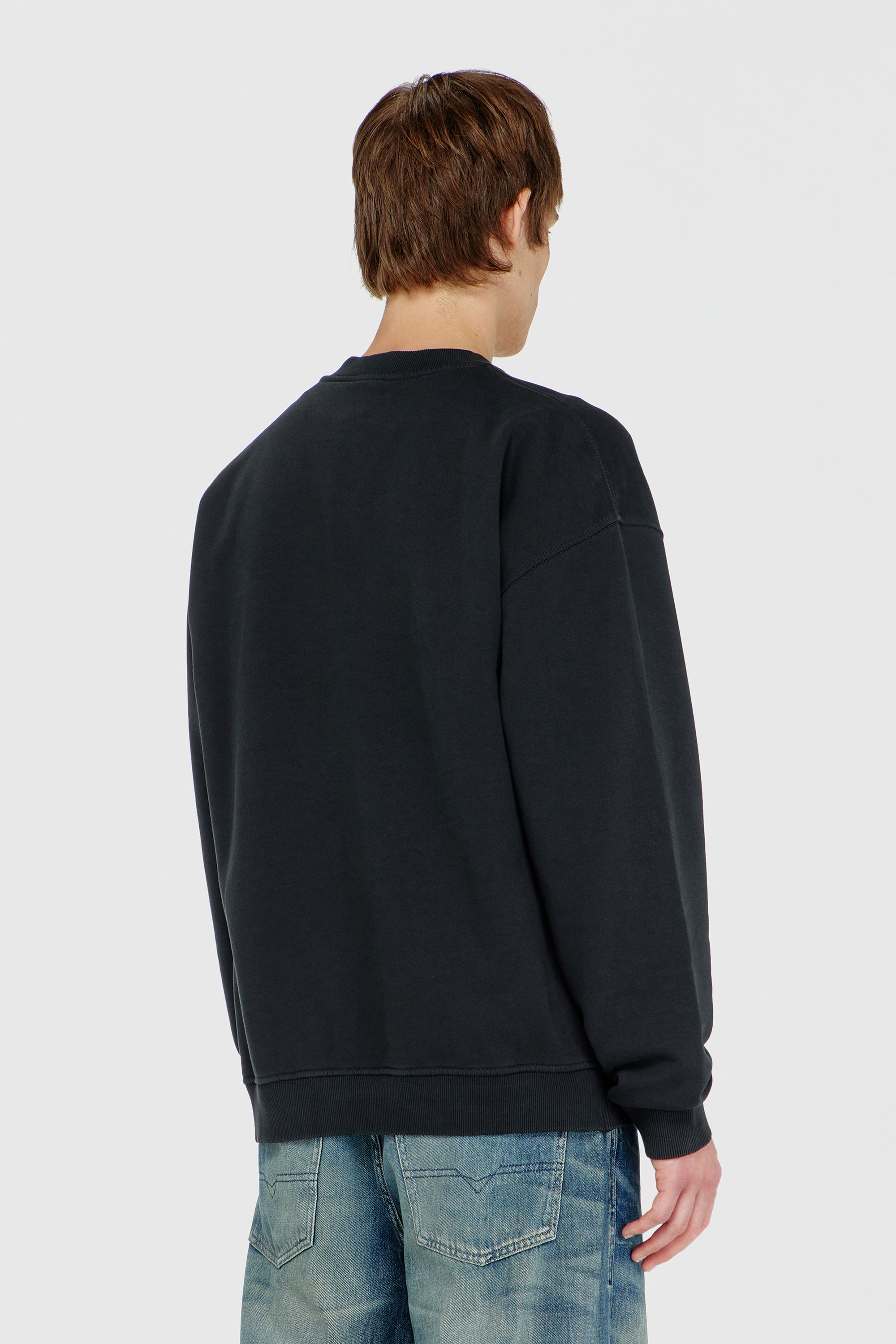 Men's Cotton sweatshirt with flocked Oval D | Black | Diesel TR