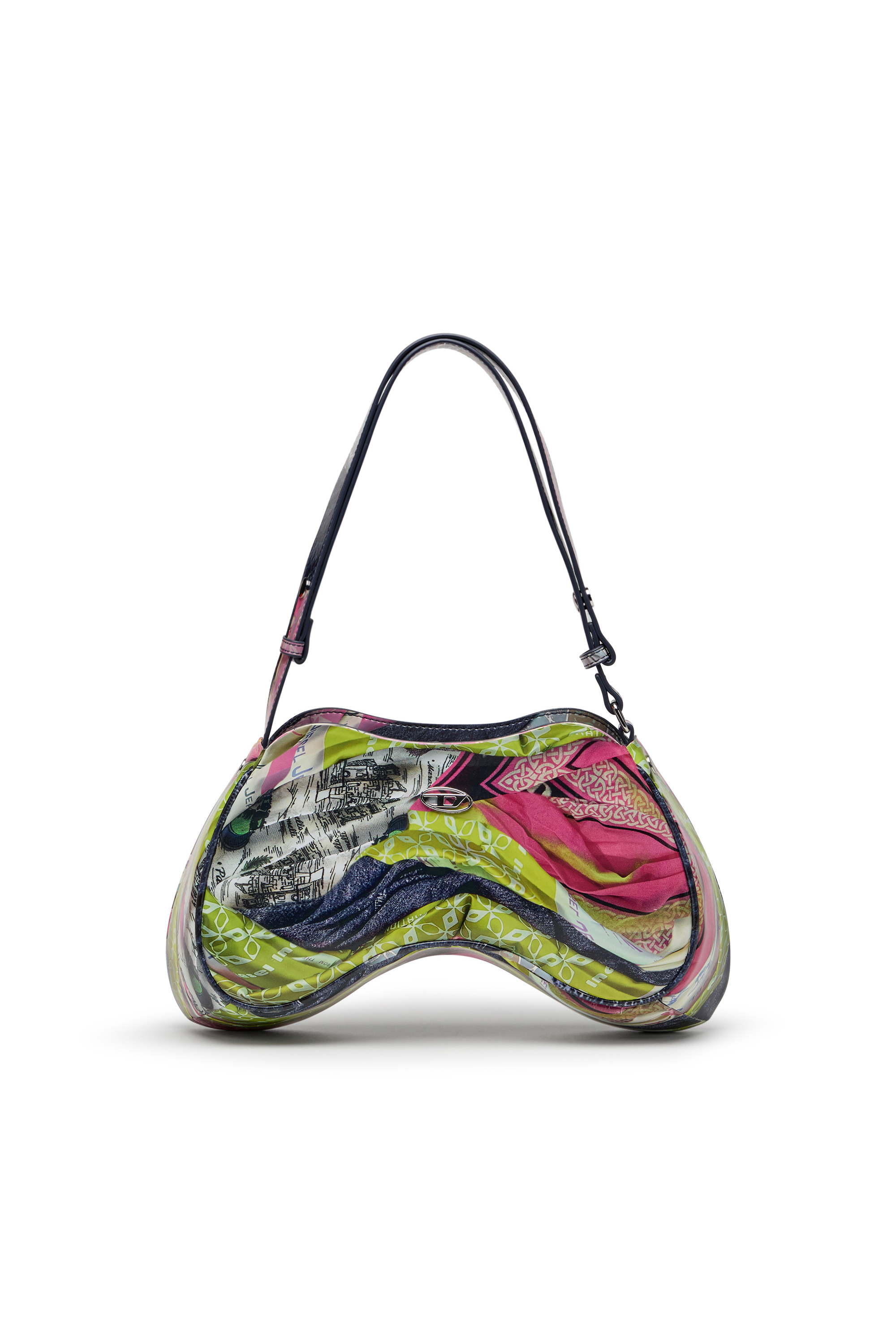 Diesel - PLAY SHOULDER, Woman's Play-Glossy shoulder bag with print in Pink/Yellow - 2