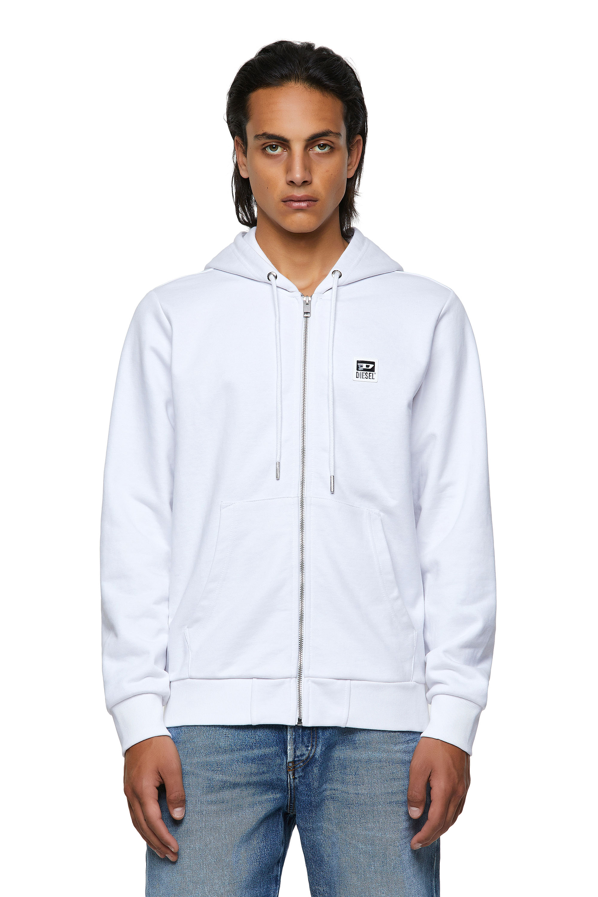 S-GIRK-HOOD-ZIP-K1, White Diesel - S-GIRK-HOOD-ZIP-K1, White - Sweaters - Image 1