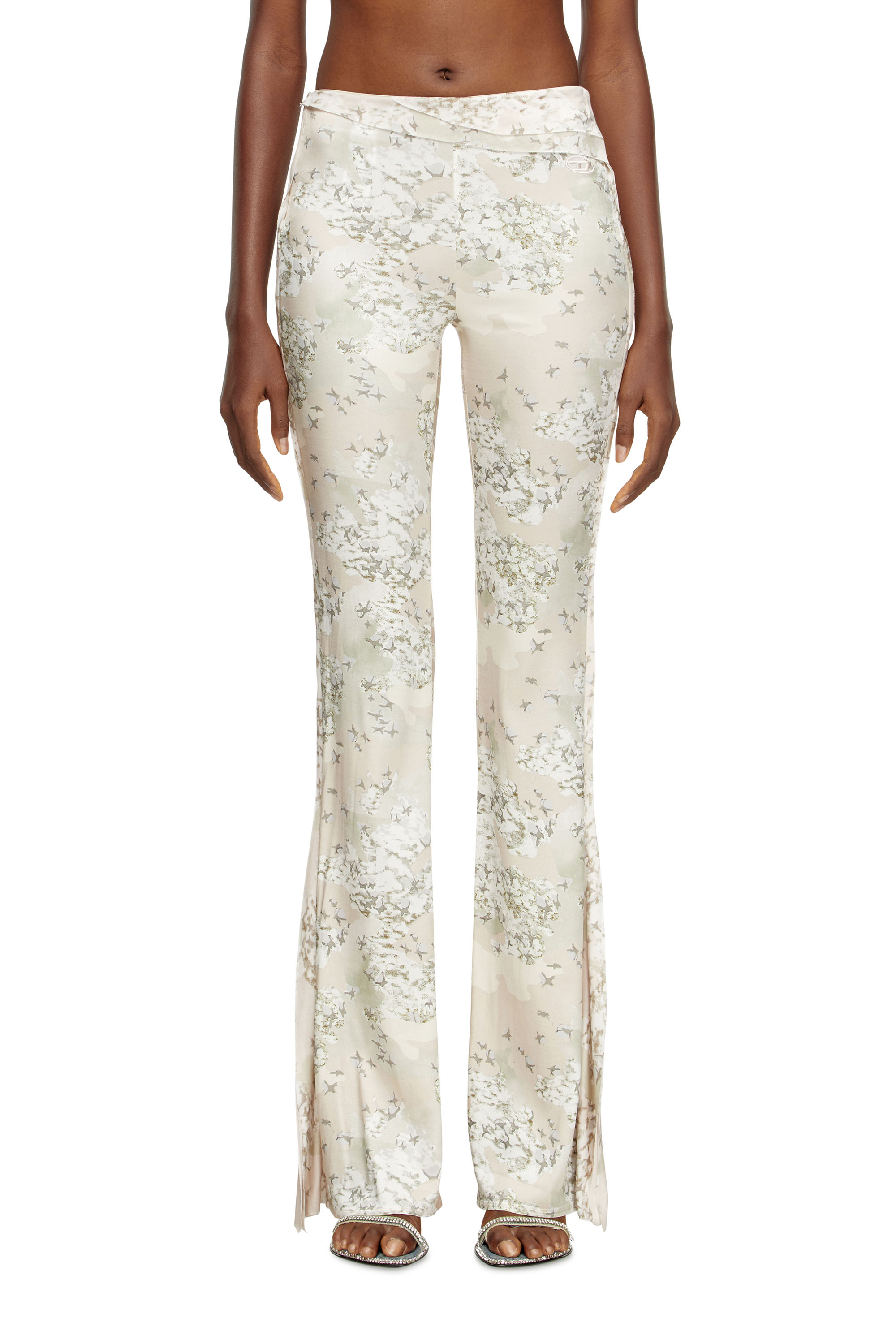 Diesel - P-AFFAL, Woman's Jazz pants with mixed camo prints in Beige - 1