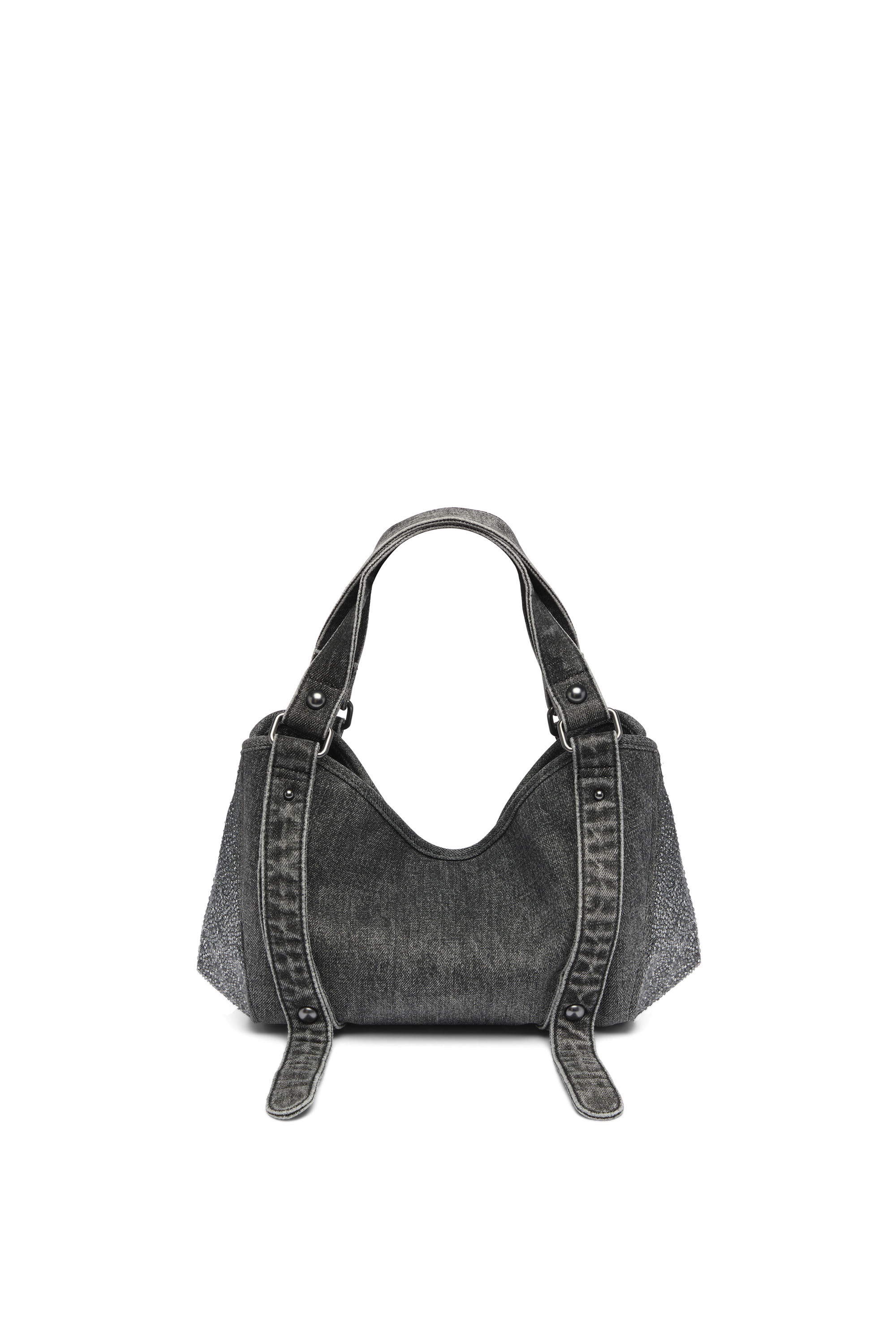 Diesel - D-ONE TOPHANDLE S, Woman's D-One-Small top-handle bag in crystal solarised denim in Black - 3