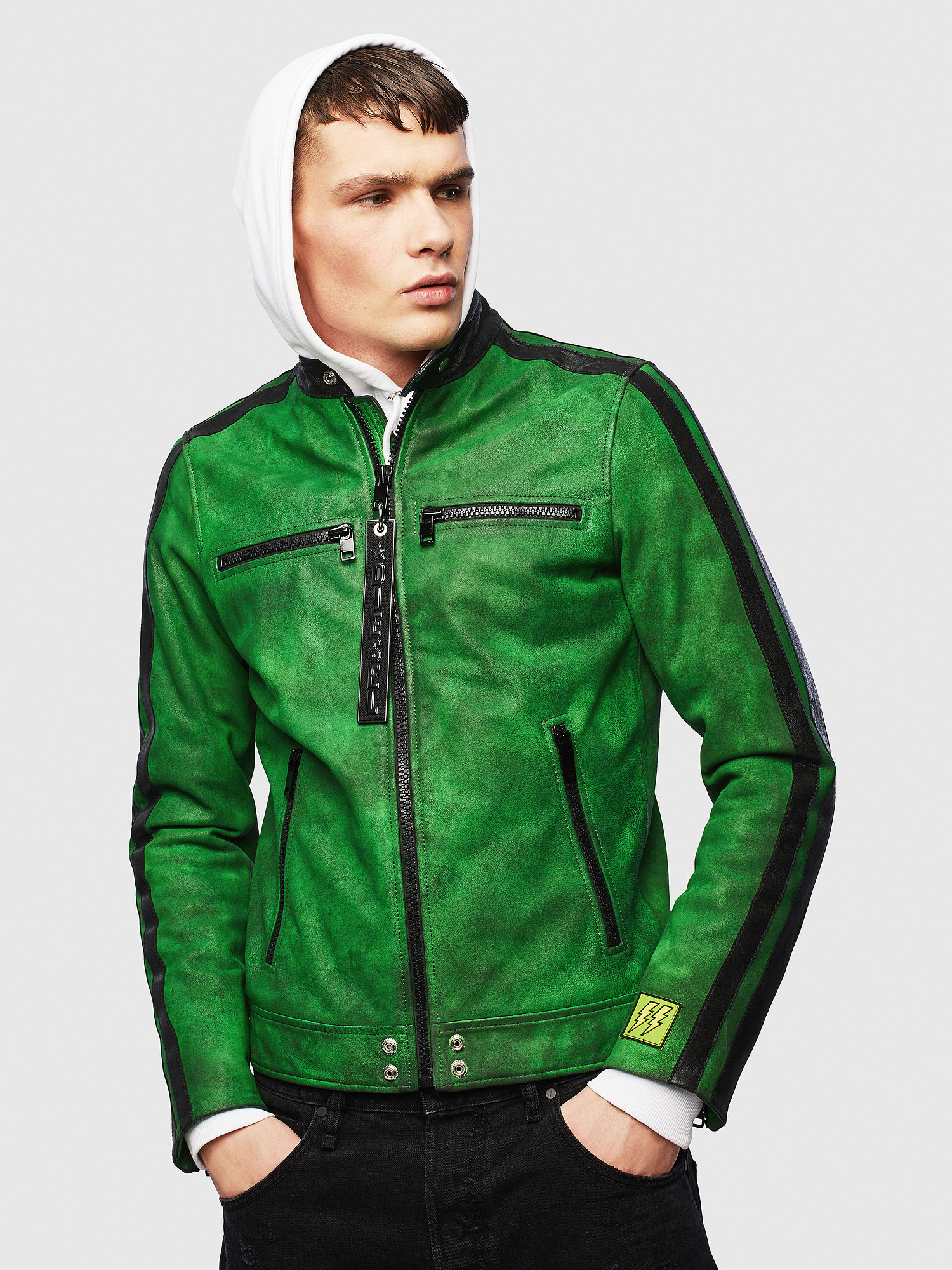 L-BOY-A, Green Diesel - L-BOY-A, Green - Leather jackets - Image 1