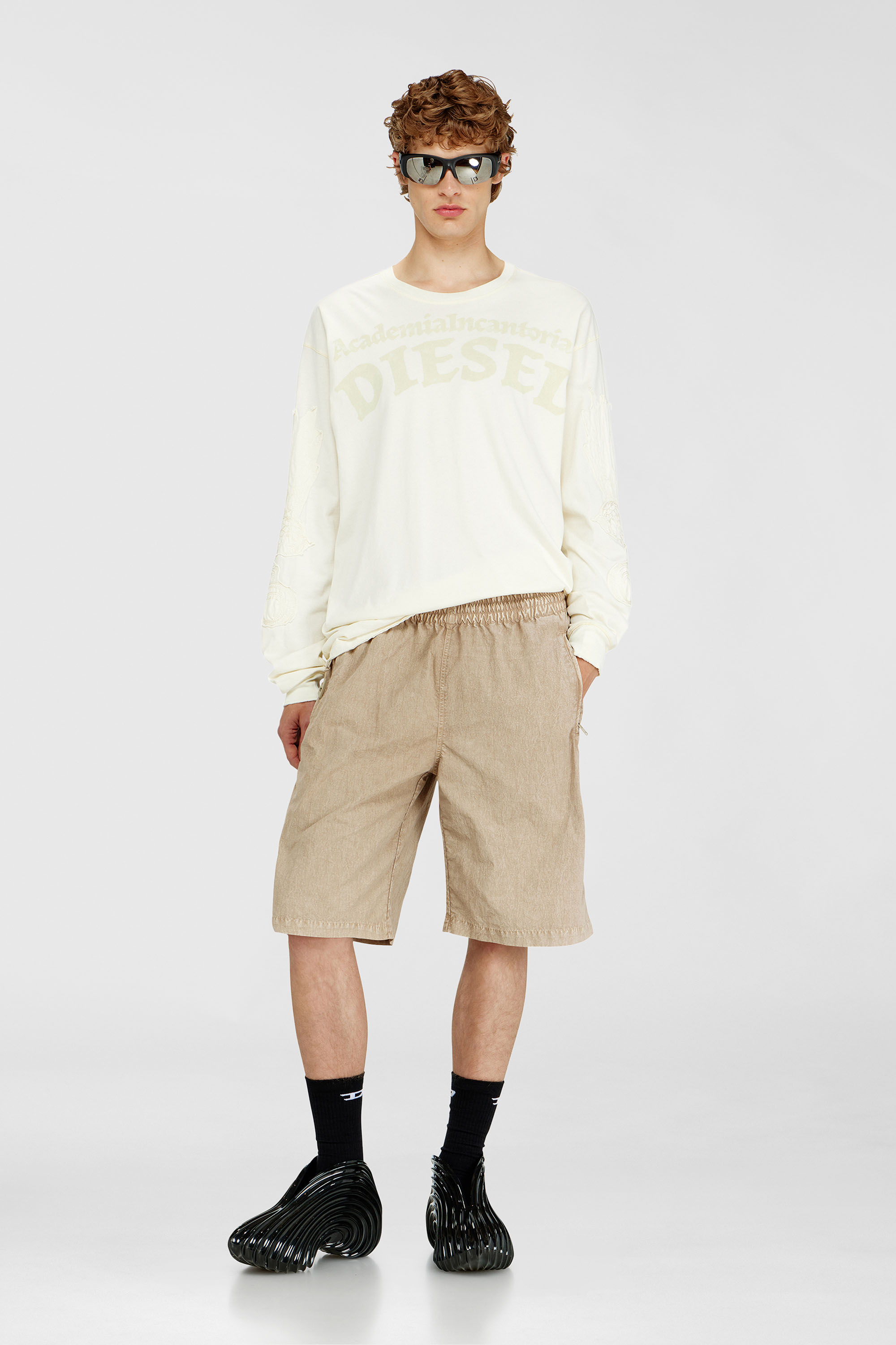 Diesel - P-THECK-SHORT-PLBH, Man's Treated nylon shorts in Beige - 1