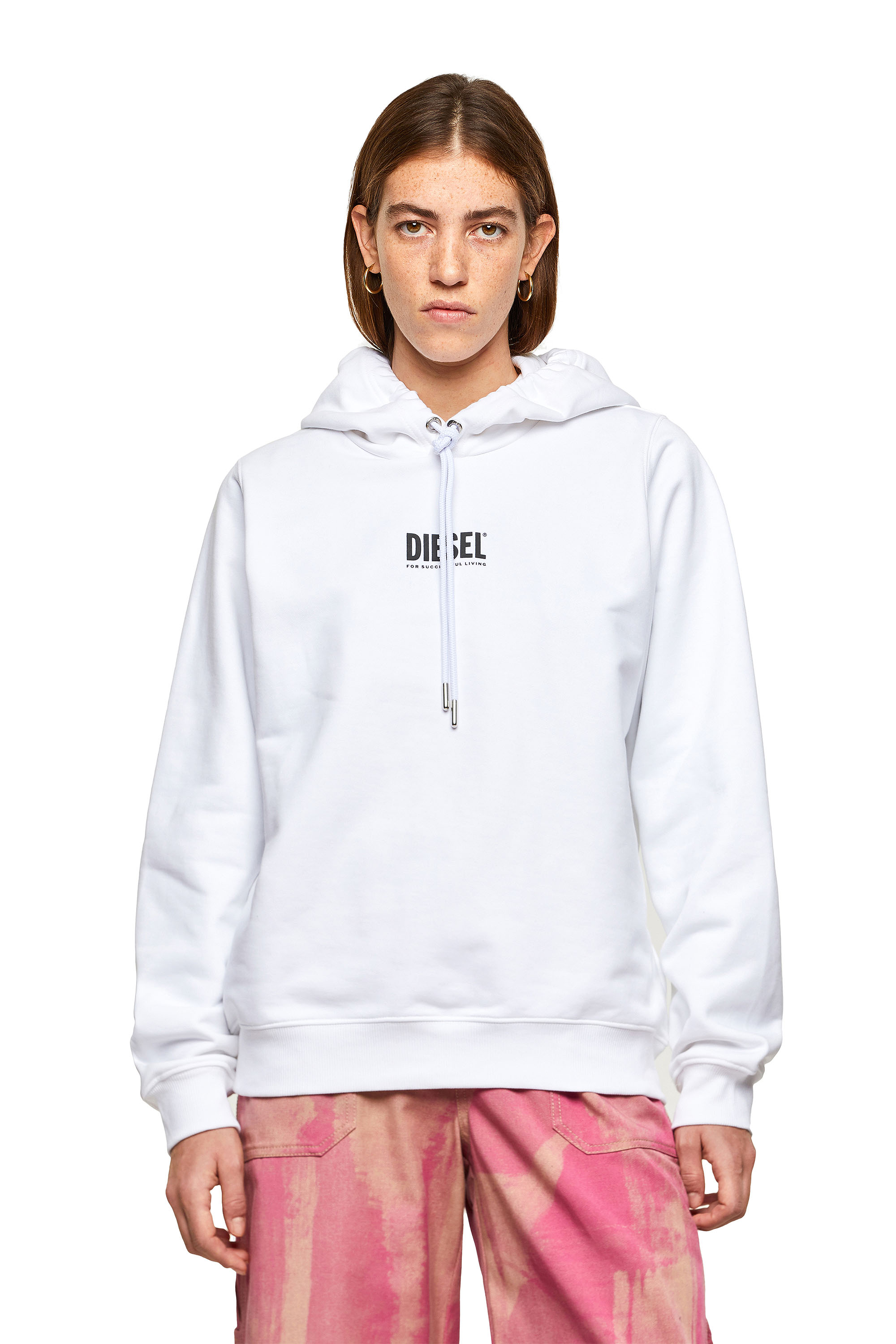 F-ANG-HOOD-SMALLOGO, White Diesel - F-ANG-HOOD-SMALLOGO, White - Sweaters - Image 1