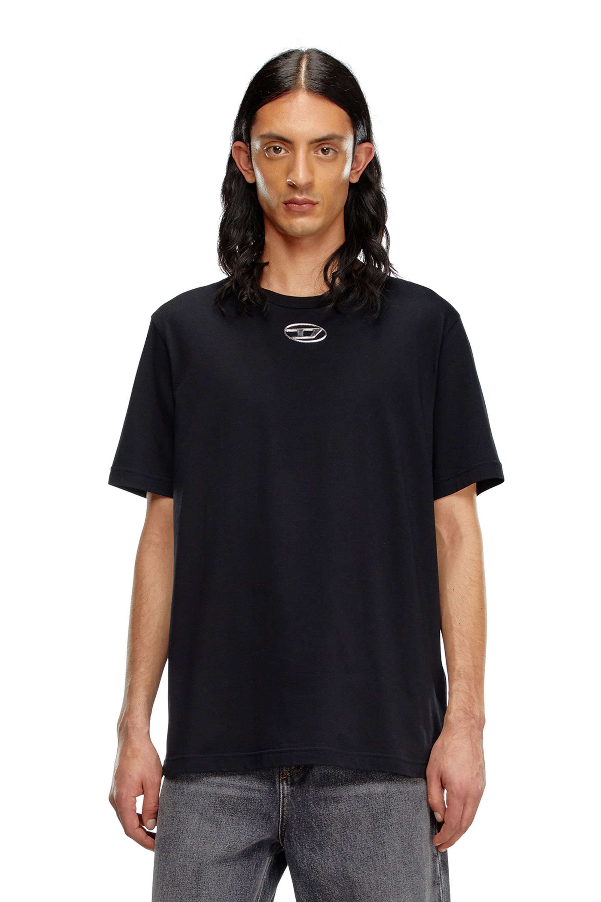 Diesel - T-JUST-OD, Man T-shirt with injection moulded logo in Black - Image 1