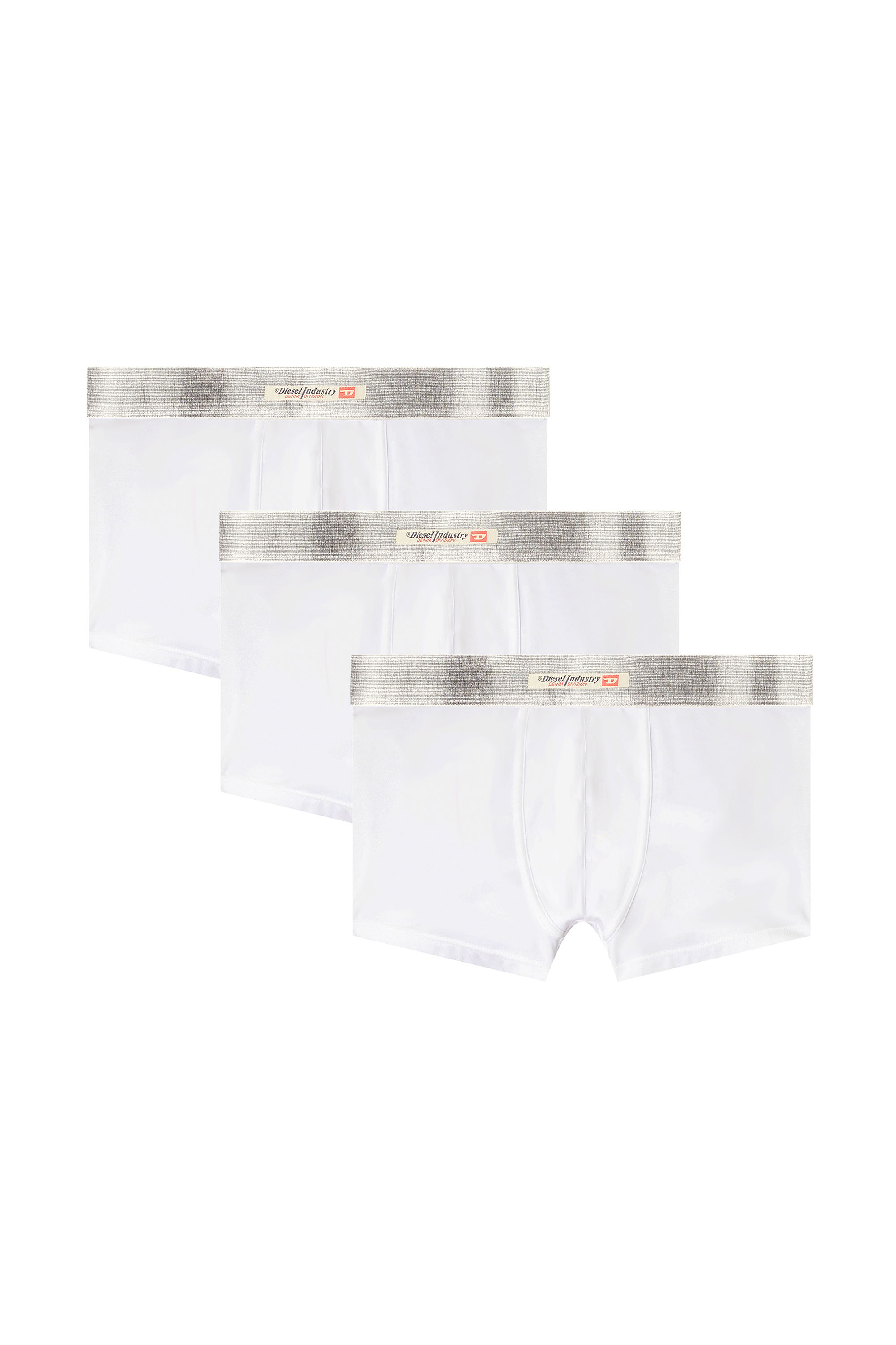 Diesel - DAMIEN-DNM-3PACK, Man's Three-pack of stretch cotton boxer briefs with satin waistband in White - 2