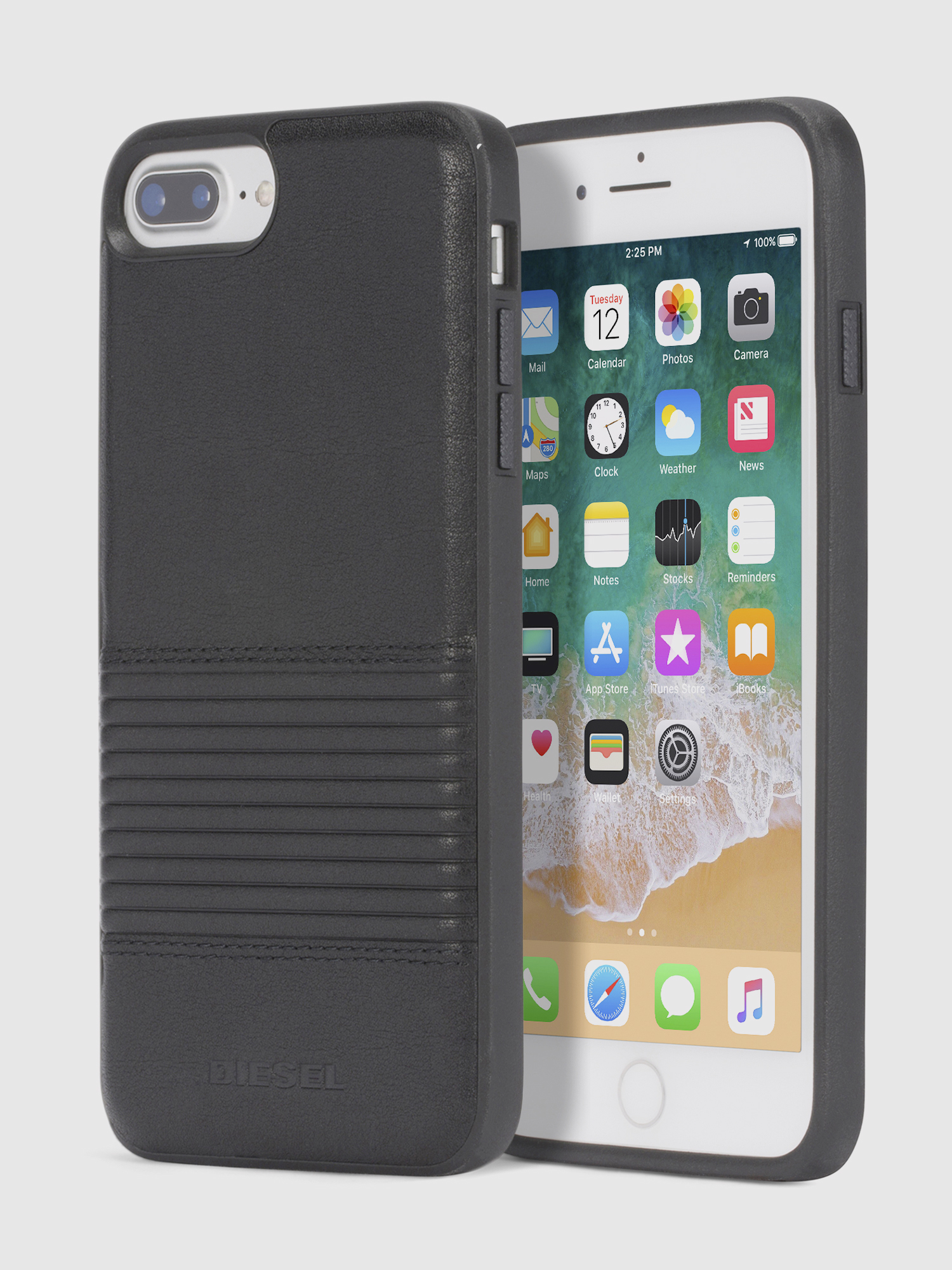 BLACK LINED LEATHER IPHONE 8 PLUS/7 PLUS/6s PLUS/6 PLUS CASE, Diesel - BLACK LINED LEATHER IPHONE 8 PLUS/7 PLUS/6s PLUS/6 PLUS CASE, - Cases - Image 1