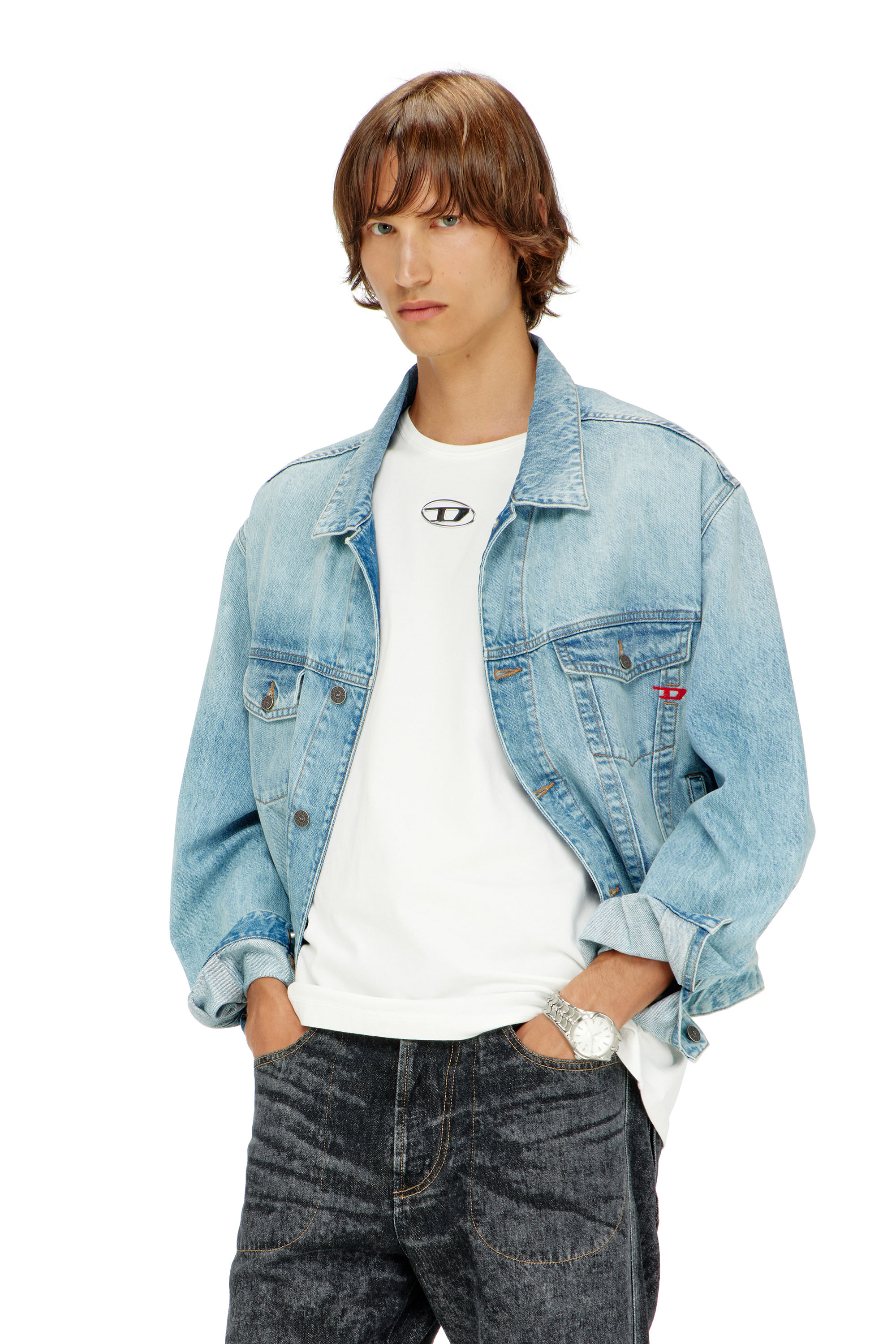 Diesel - T-NORM-IOD, Man's Light cotton T-shirt with metallic Oval D logo in White - 1