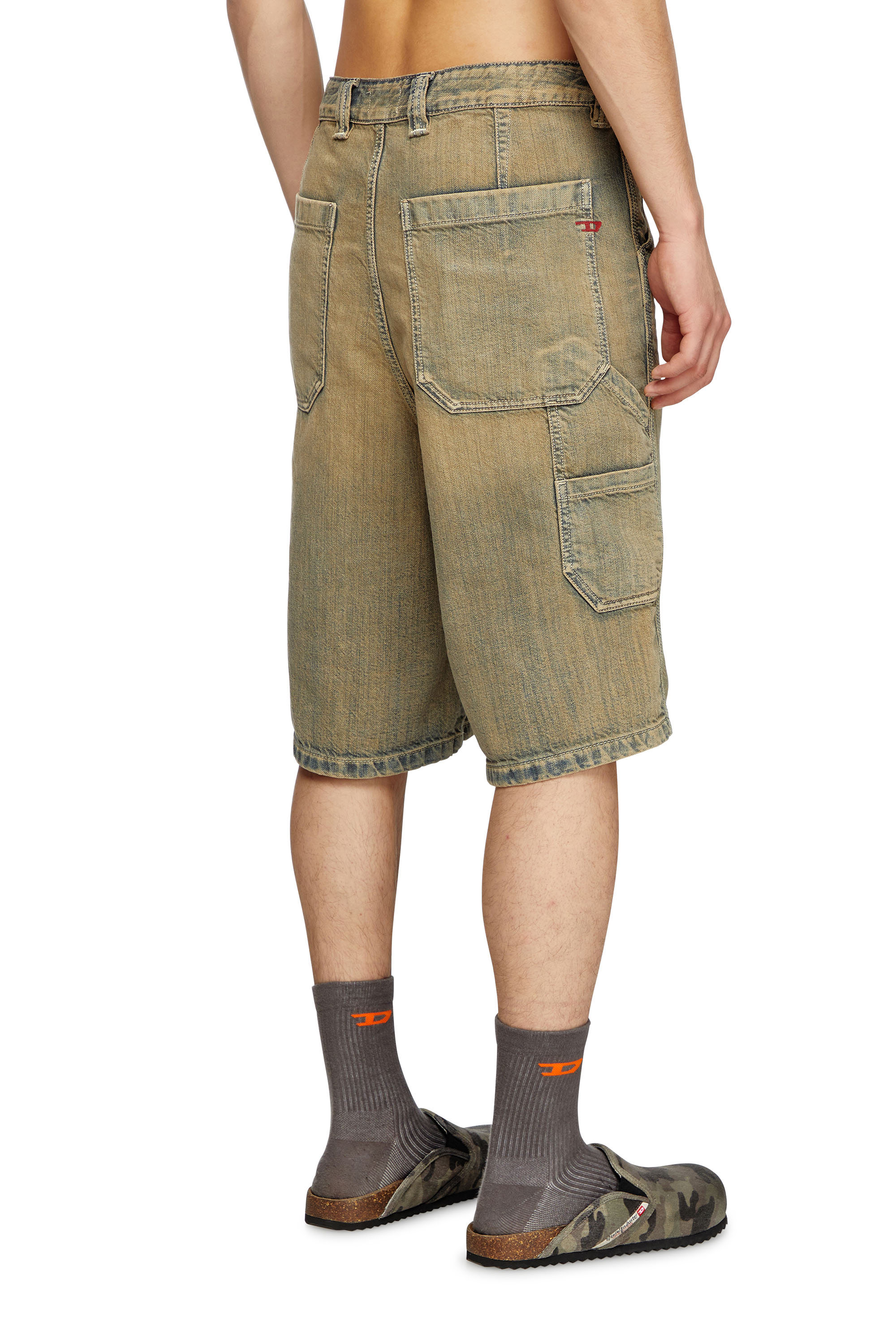 Diesel - D-LIVERY-SHORT, Man's Utility shorts in gold-brush denim in Brown/Blue - 4