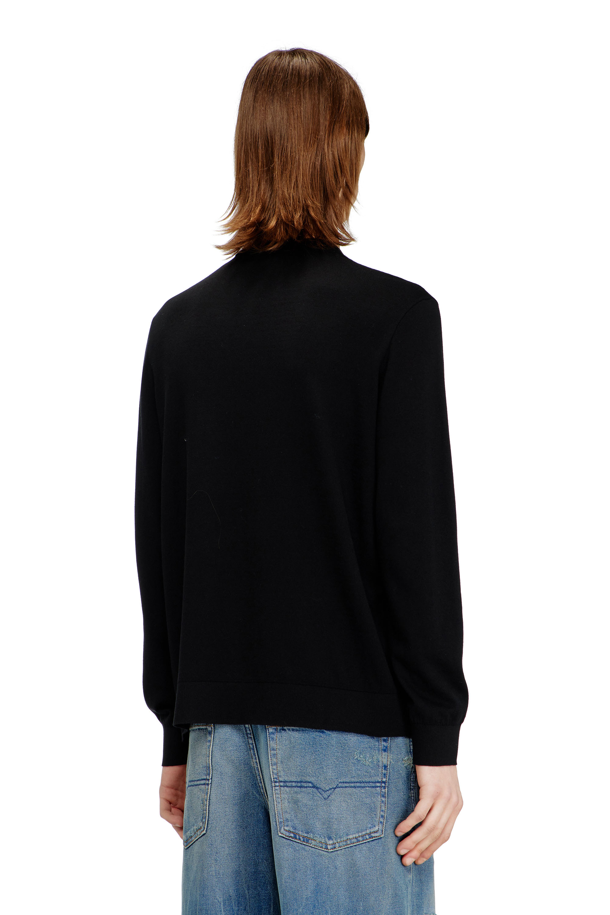 Diesel - K-VERENE, Man's Jumper in silk blend with piping in Black - 4
