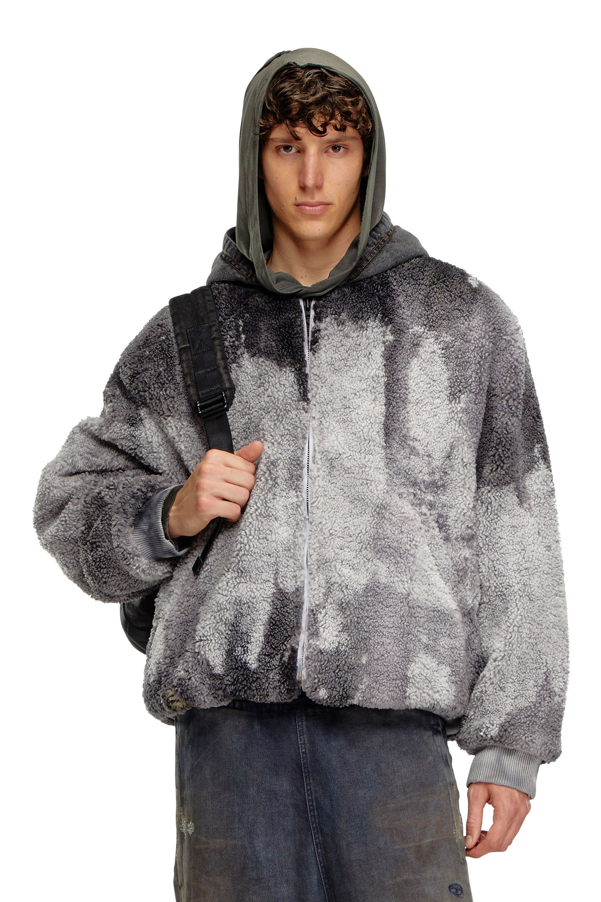 Grey hooded teddy jacket online