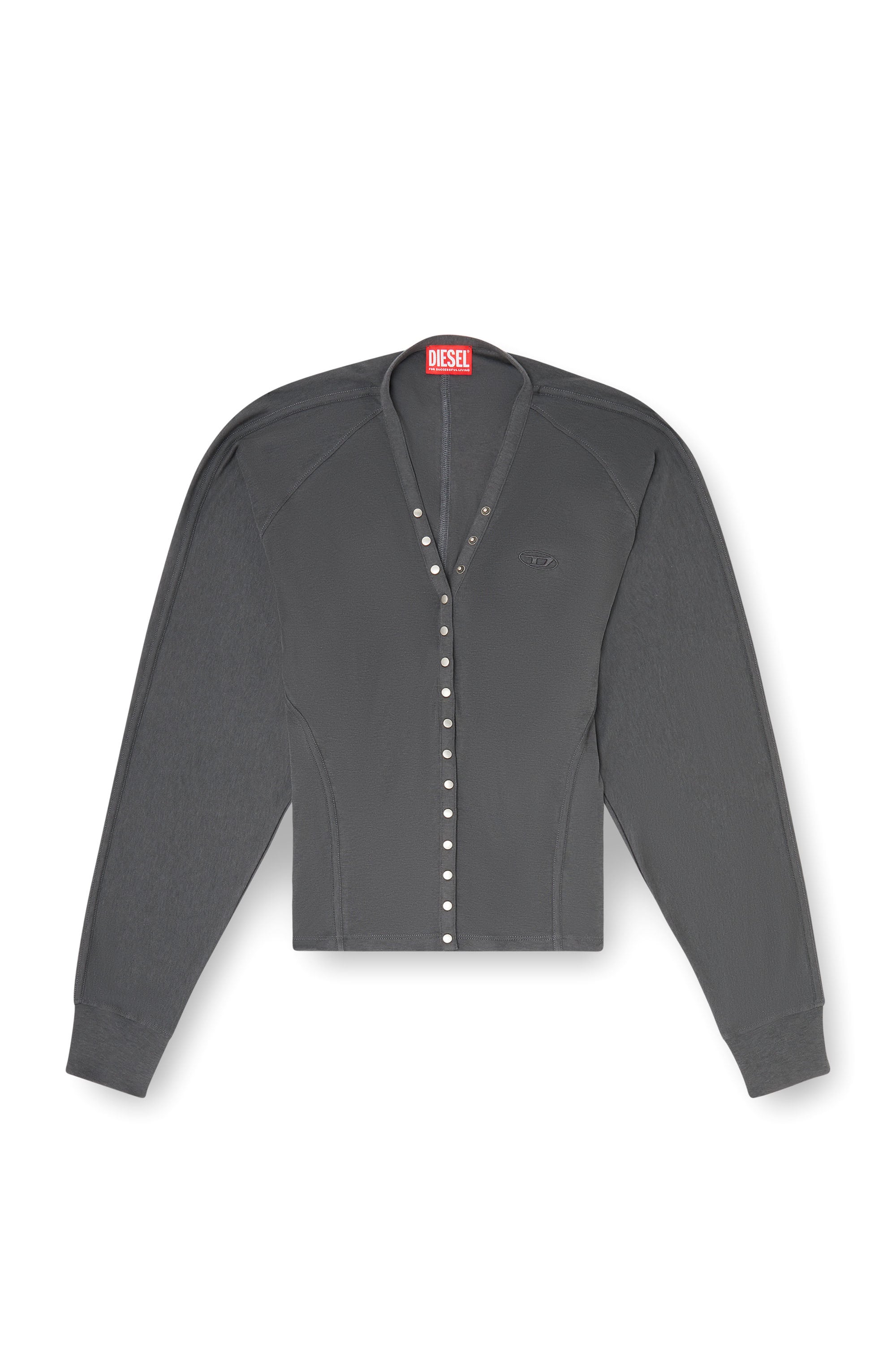 Diesel - T-ISERINA, Woman's Tencel-blend cardigan top with batwing sleeves in Grey - 3