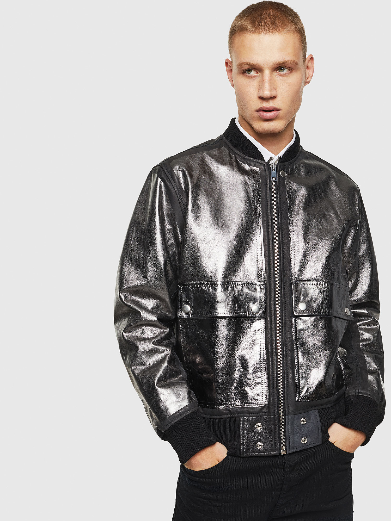 L-STEWARD-FOIL, Black Diesel - L-STEWARD-FOIL, Black - Leather jackets - Image 1