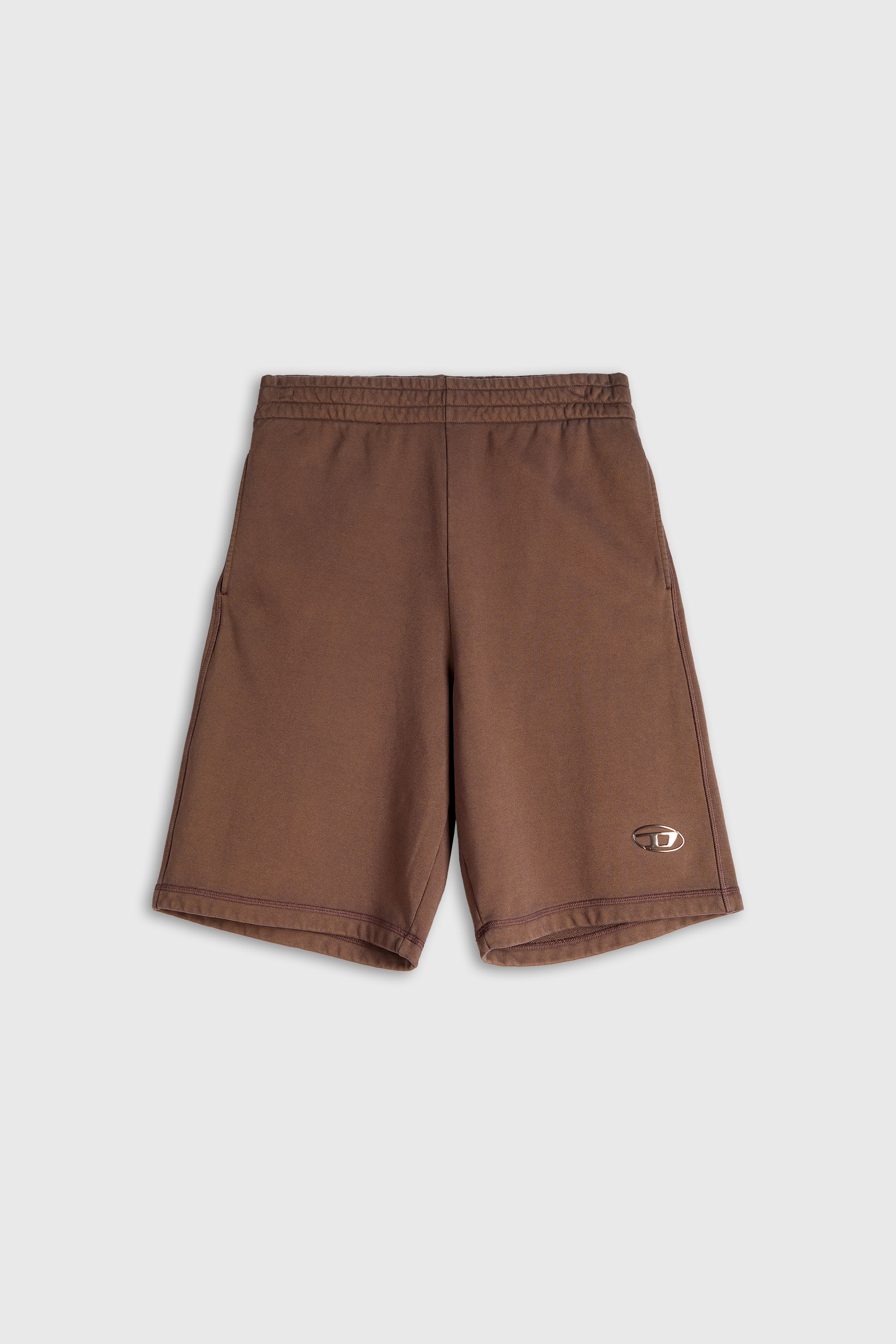Diesel - P-MARSHY-IOD, Man's Fleece shorts with metallic Oval D in Brown - 2