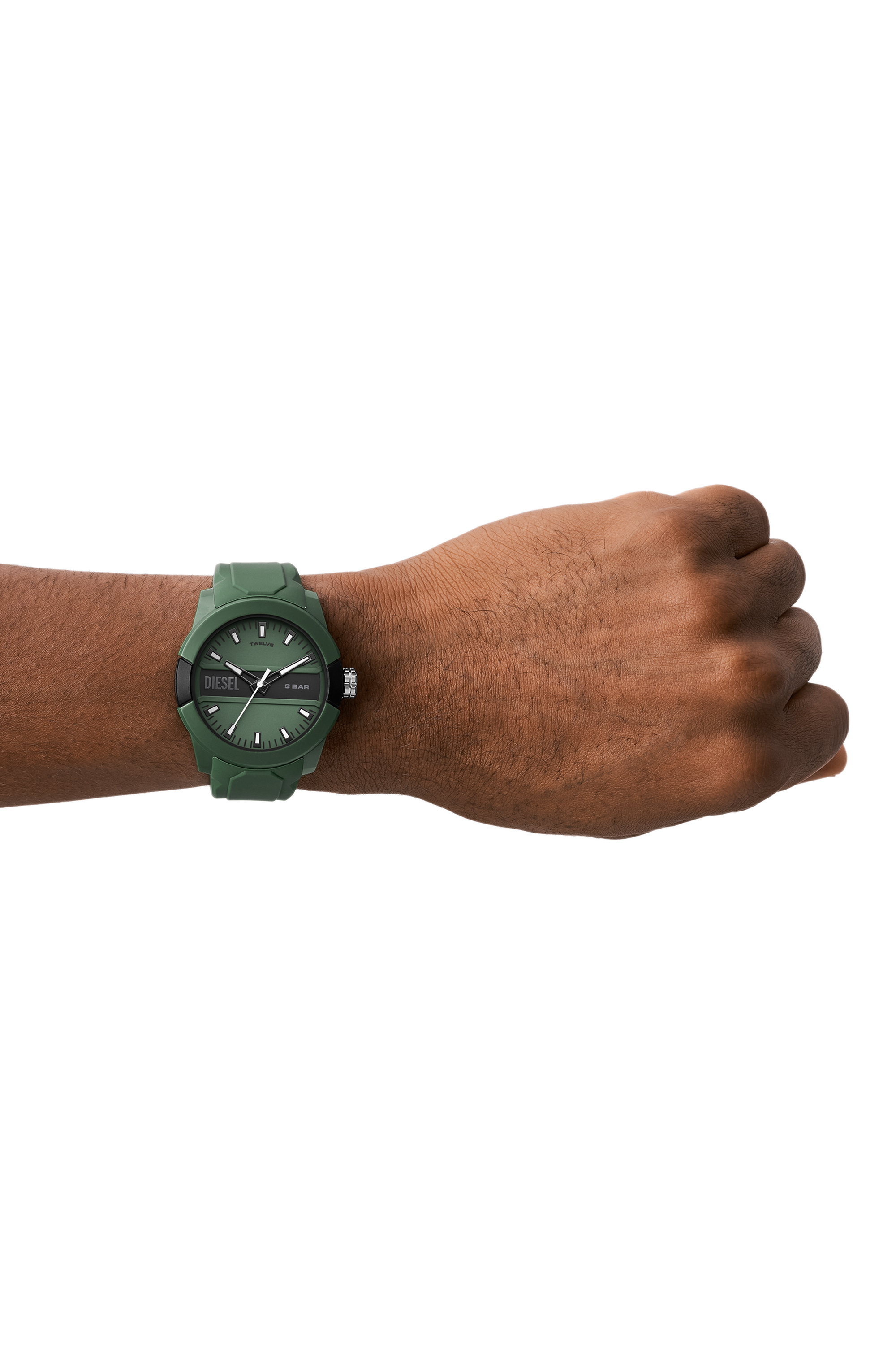 DZ1983: Double up three-hand green silicone watch | Diesel