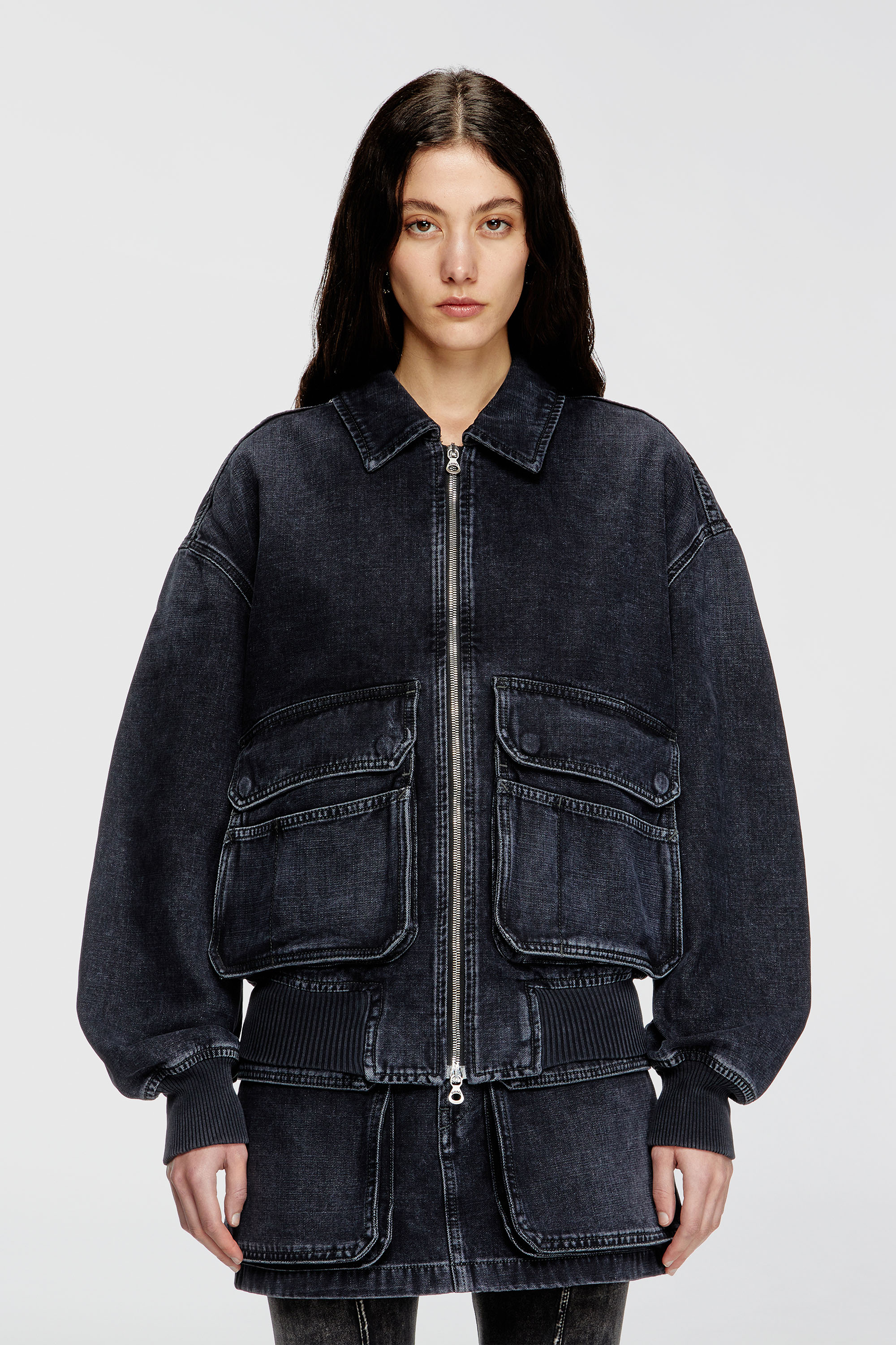 Women's Jacket in batavia-weave denim | Black | Diesel {{Country}}
