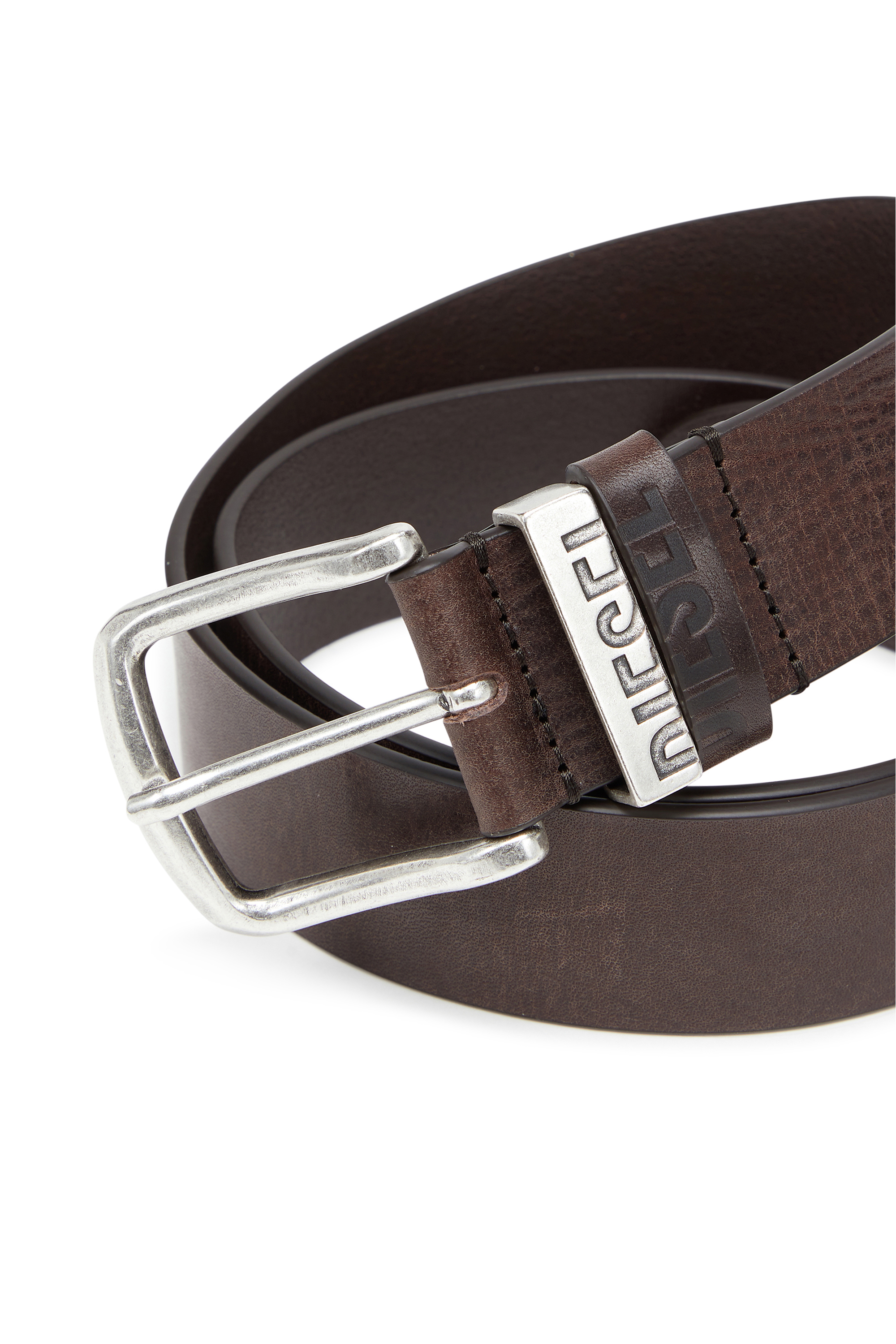 Diesel - B-VISIBLE, Man's 3.9cm belt with contrast loops in Brown - 3