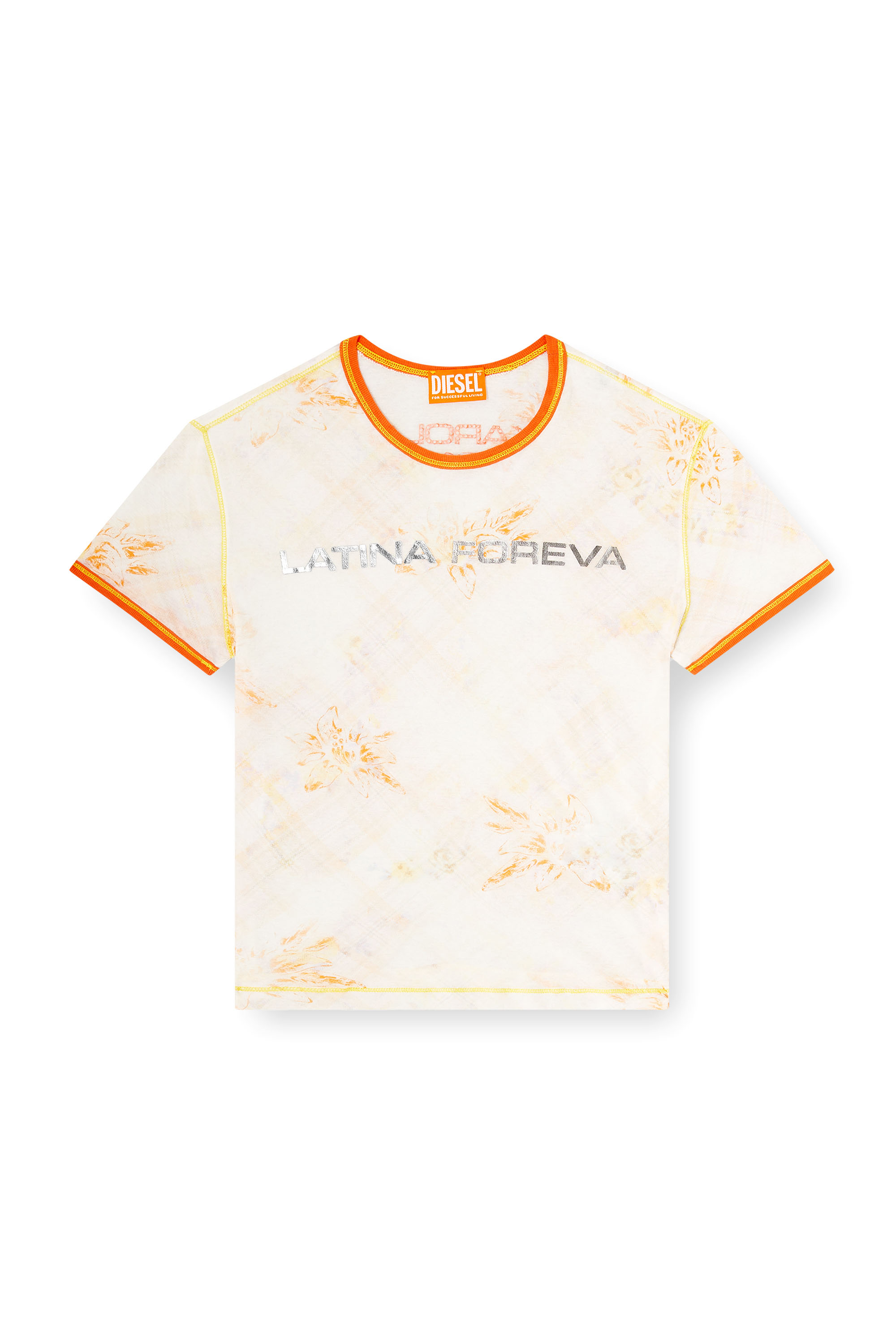 Diesel - T-UNCUTIE-KG, Woman's T-shirt with Latina Foreva print in White/Orange - 3