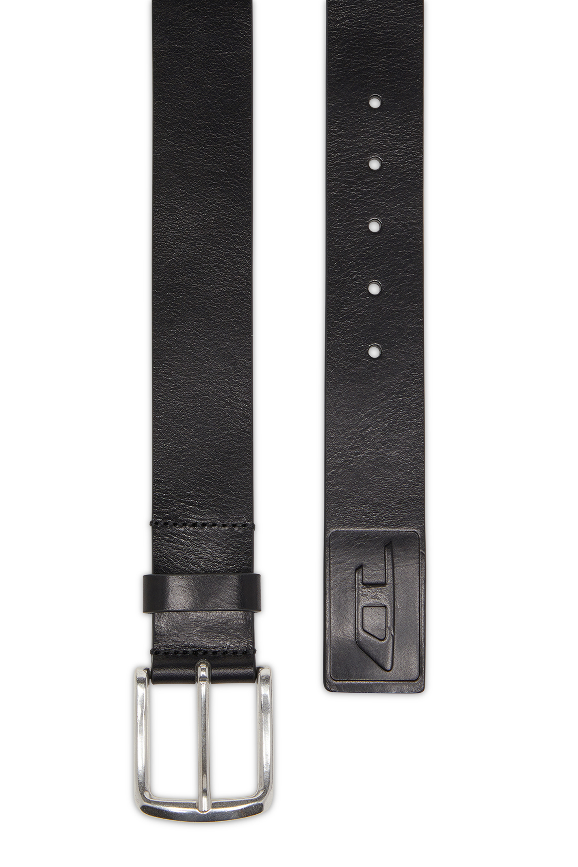 Diesel - B-FLAG-D EMBOSSED, Man's 4 cm leather belt with engraved logo in Black - 2