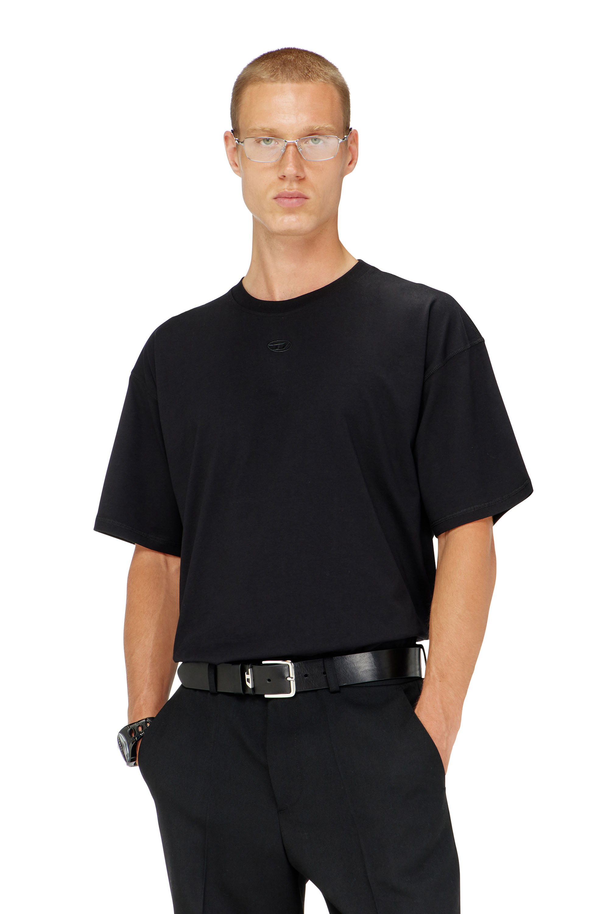 Diesel - T-LUCIEN-IHBI, Man's Relaxed T-shirt in organic cotton in Black - 1