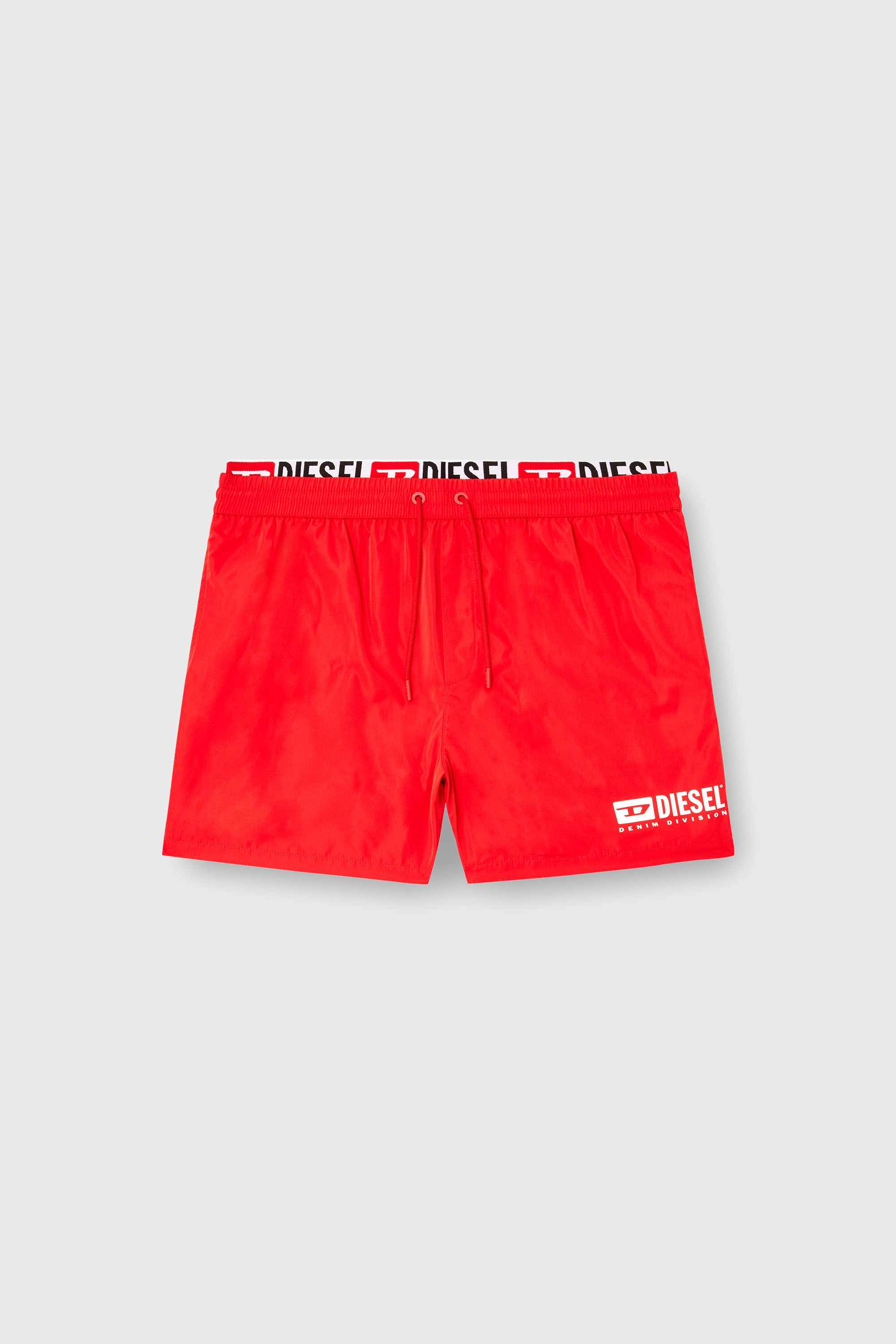 Diesel - VISPER-41-D-CORE, Man's Mid-length swim shorts with logo print in Red - 4