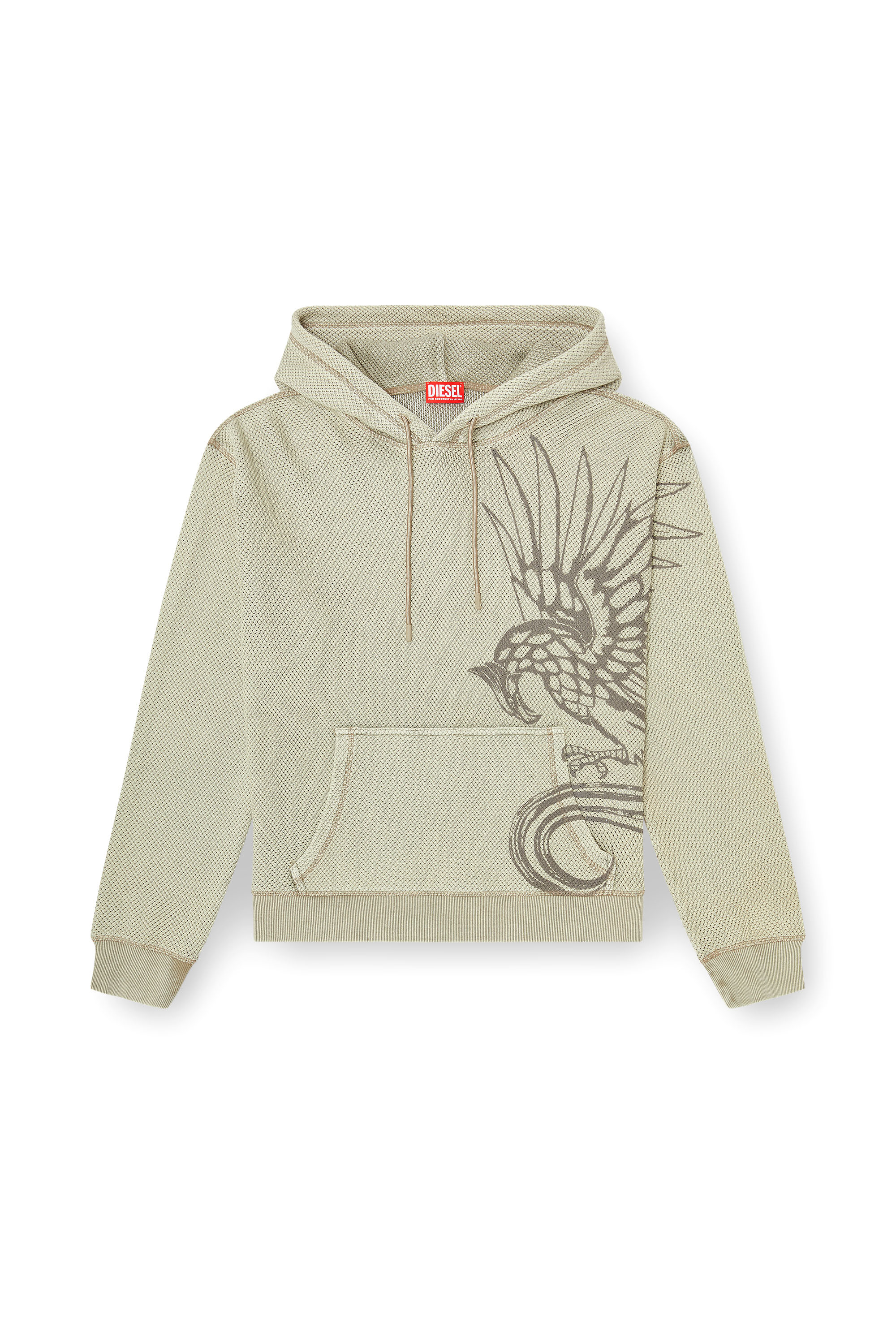 Diesel - S-NORM-HOOD-AA1, Man's Hoodie in textured cotton mesh in Beige - 4
