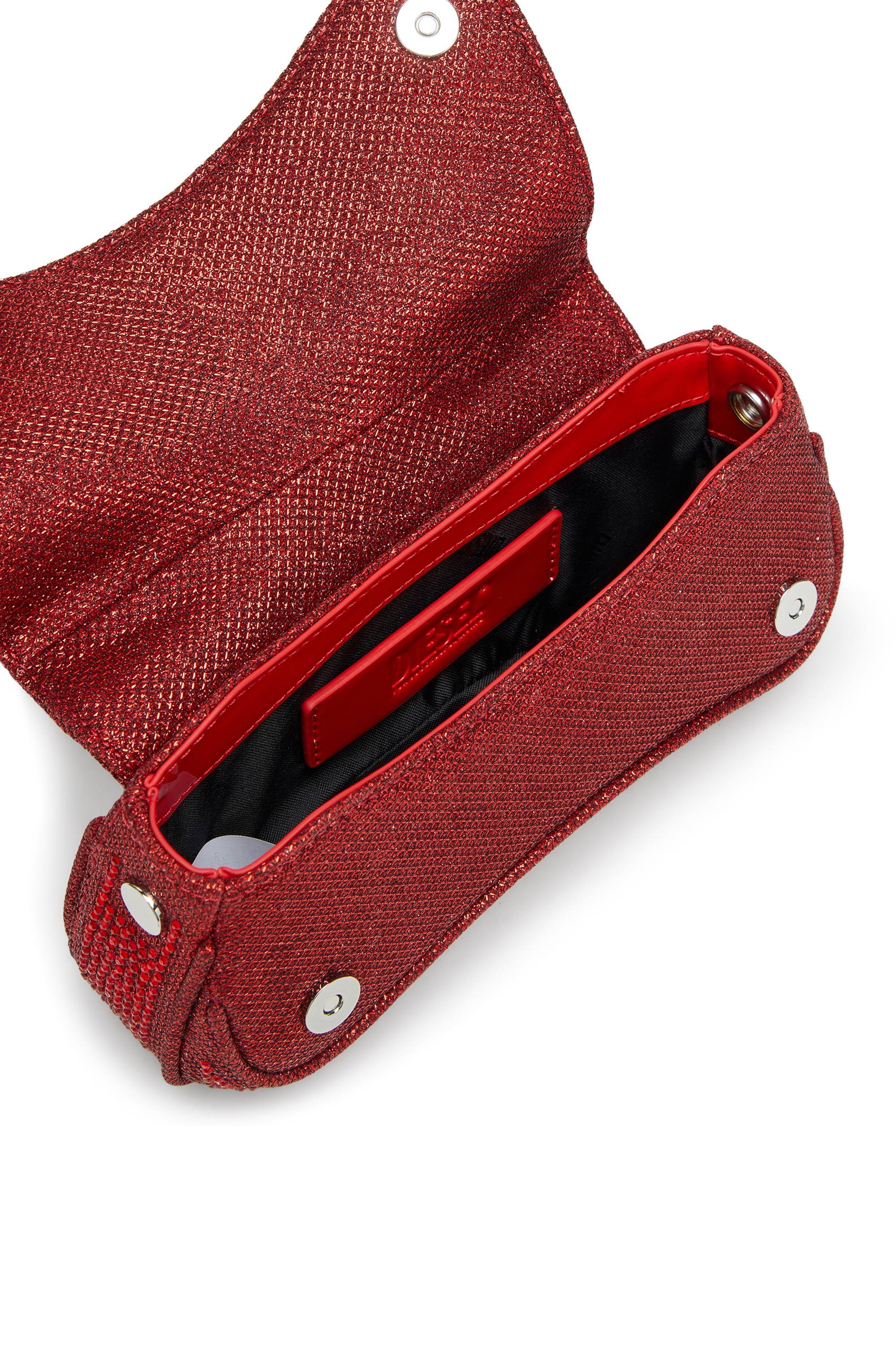 Diesel - PLAY CROSSBODY XS, Woman's Play-Mini crossbody bag in crystal Lurex in Red - 3