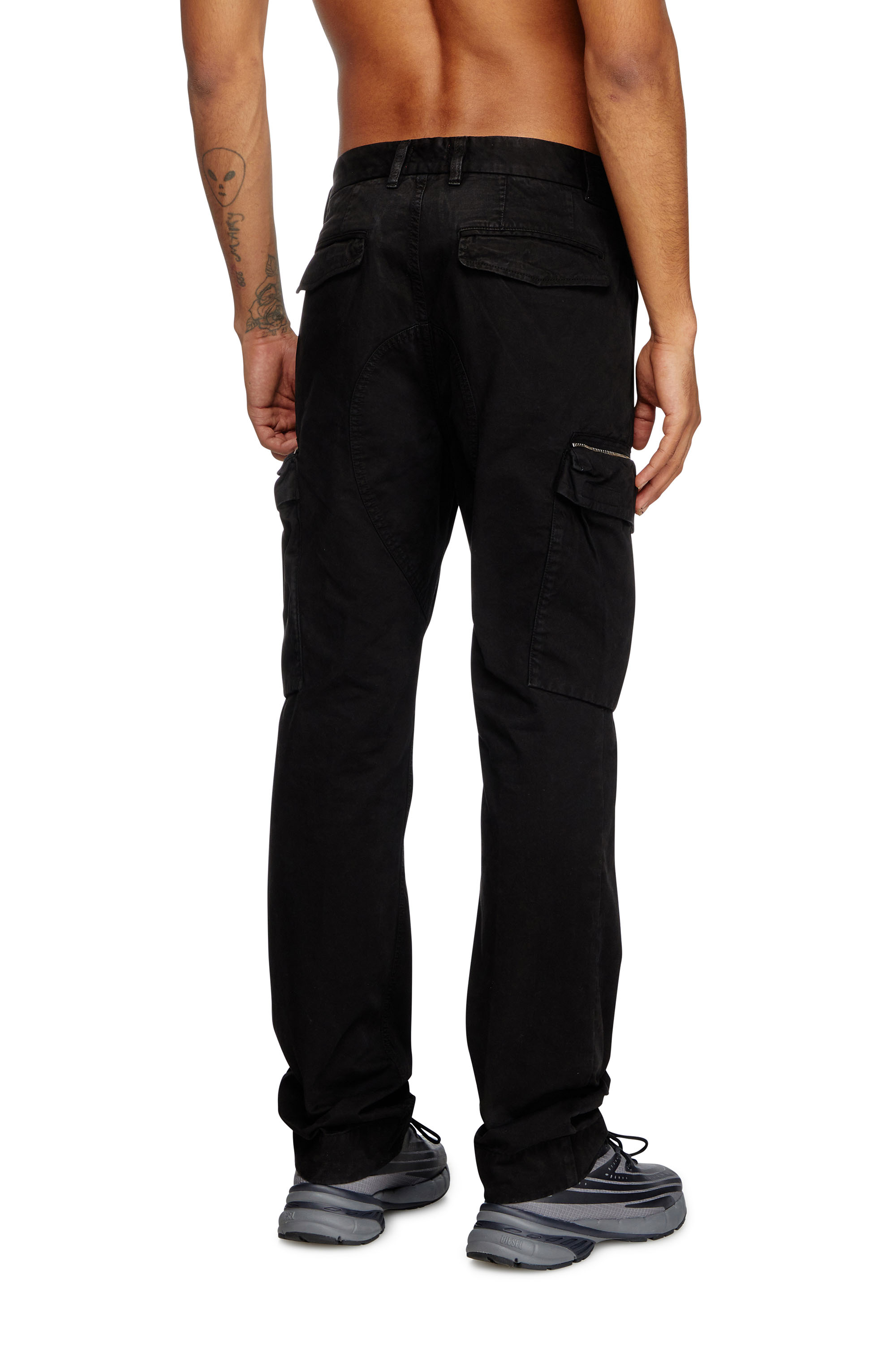 Diesel - P-YE, Man's Pants in faded peachskin twill in Black - 4