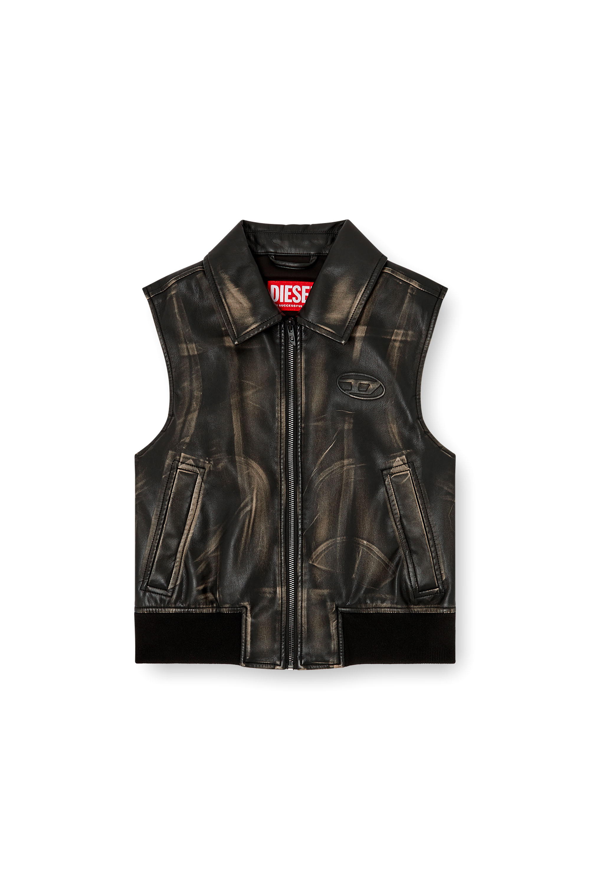 Diesel - G-INKO, Woman's Bomber vest with distressed effect in Brown - 3