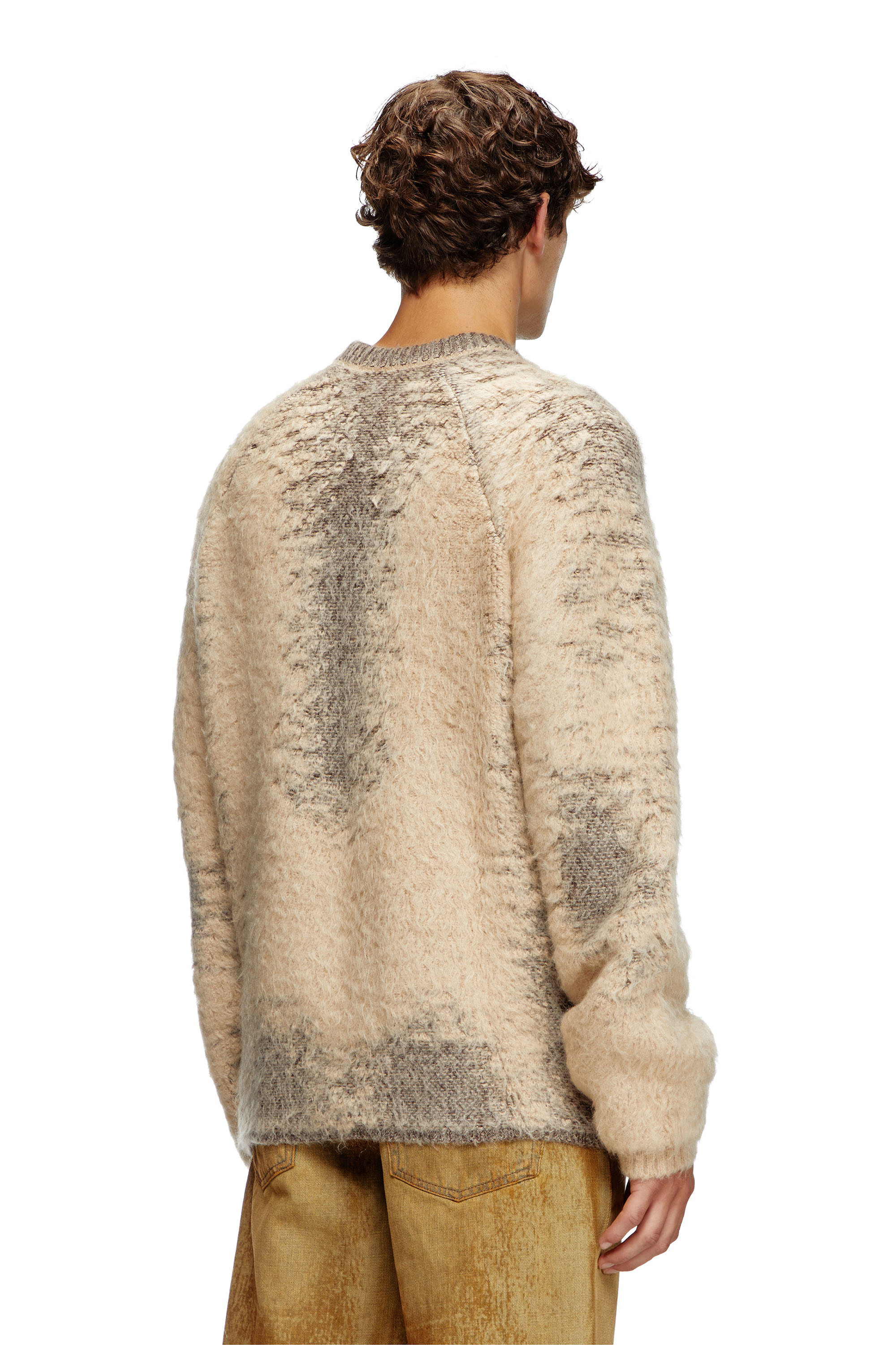 Diesel - K-PENNAC, Man's Mohair-blend jumper with sweat effects in Beige - 4