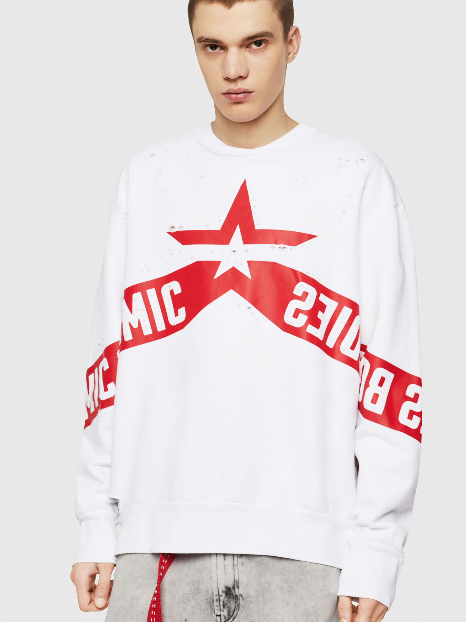 S-BAY-HOLES, White/Red Diesel - S-BAY-HOLES, White/Red - Sweaters - Image 1