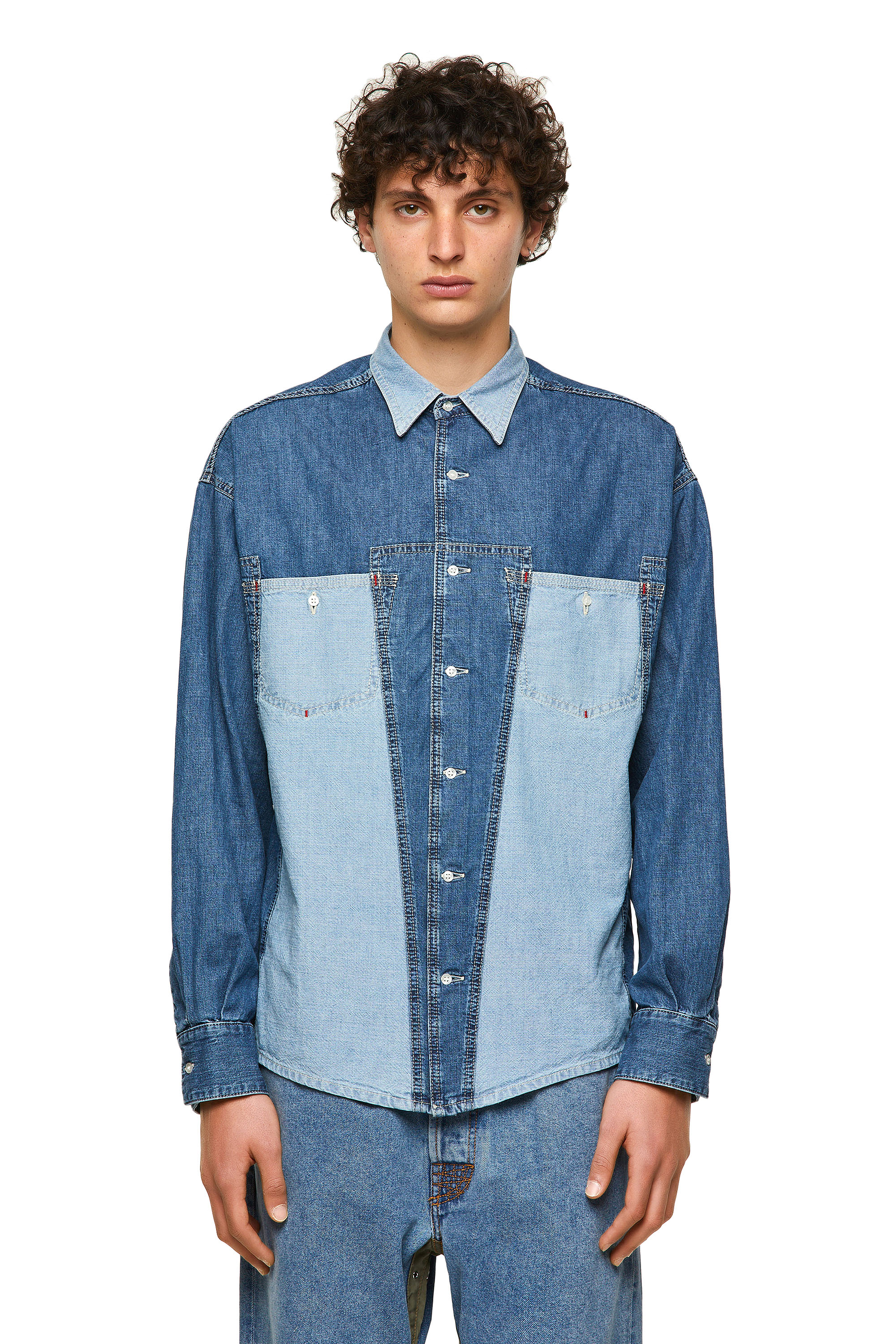 DxD-SHIRT, Medium blue Diesel - DxD-SHIRT, Medium blue - Denim Shirts - Image 1