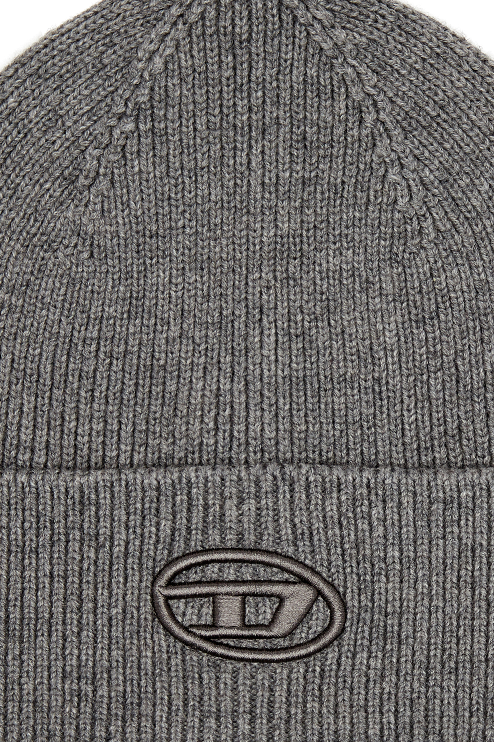 Diesel - K-CODER-FULLY B, Unisex's Ribbed beanie with D embroidery in Grey - 3