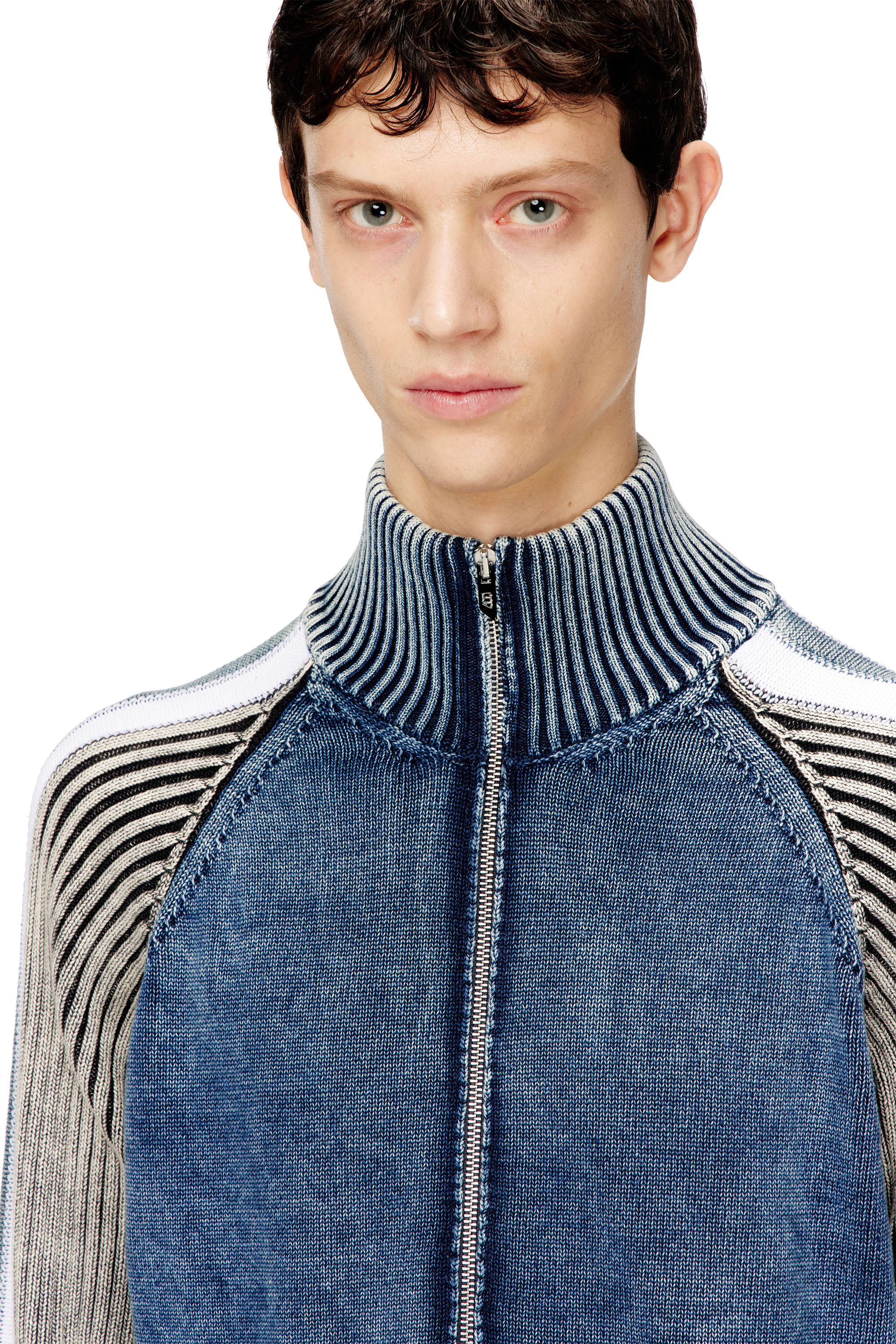 Men's Zip-up cardigan with sporty bands | Multicolor | Diesel