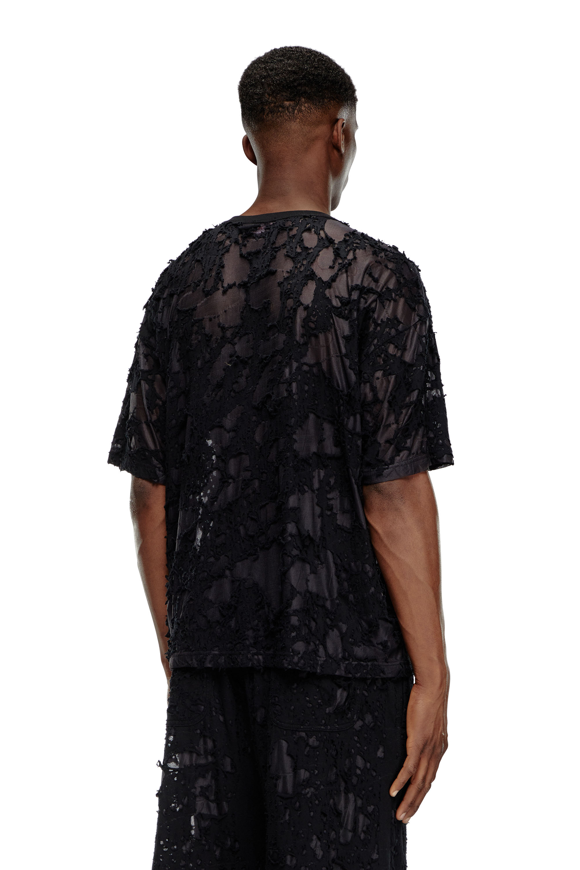 Diesel - T-BOXT-Q3, Man's Layered T-shirt with burn-out finish in Black - 4